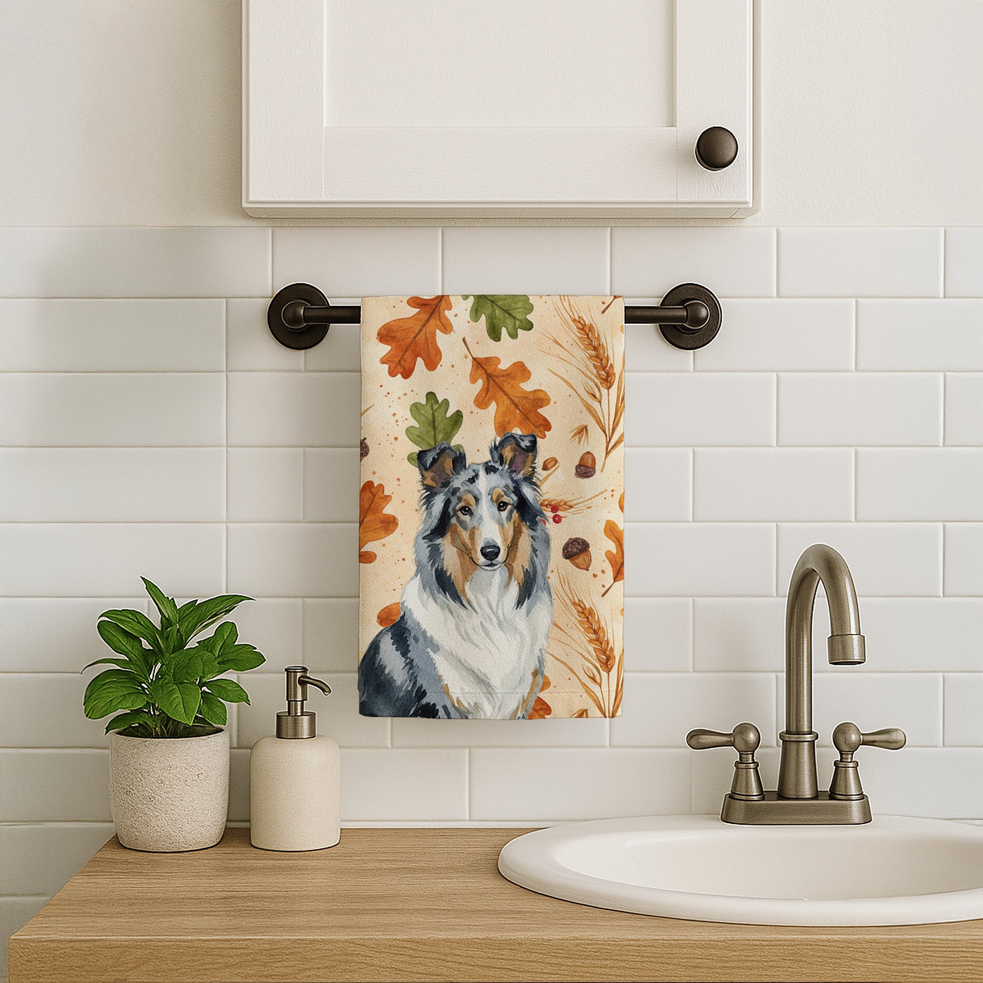 Caroline's Treasures Blue Merle Collie Heirloom Fall Kitchen Towel