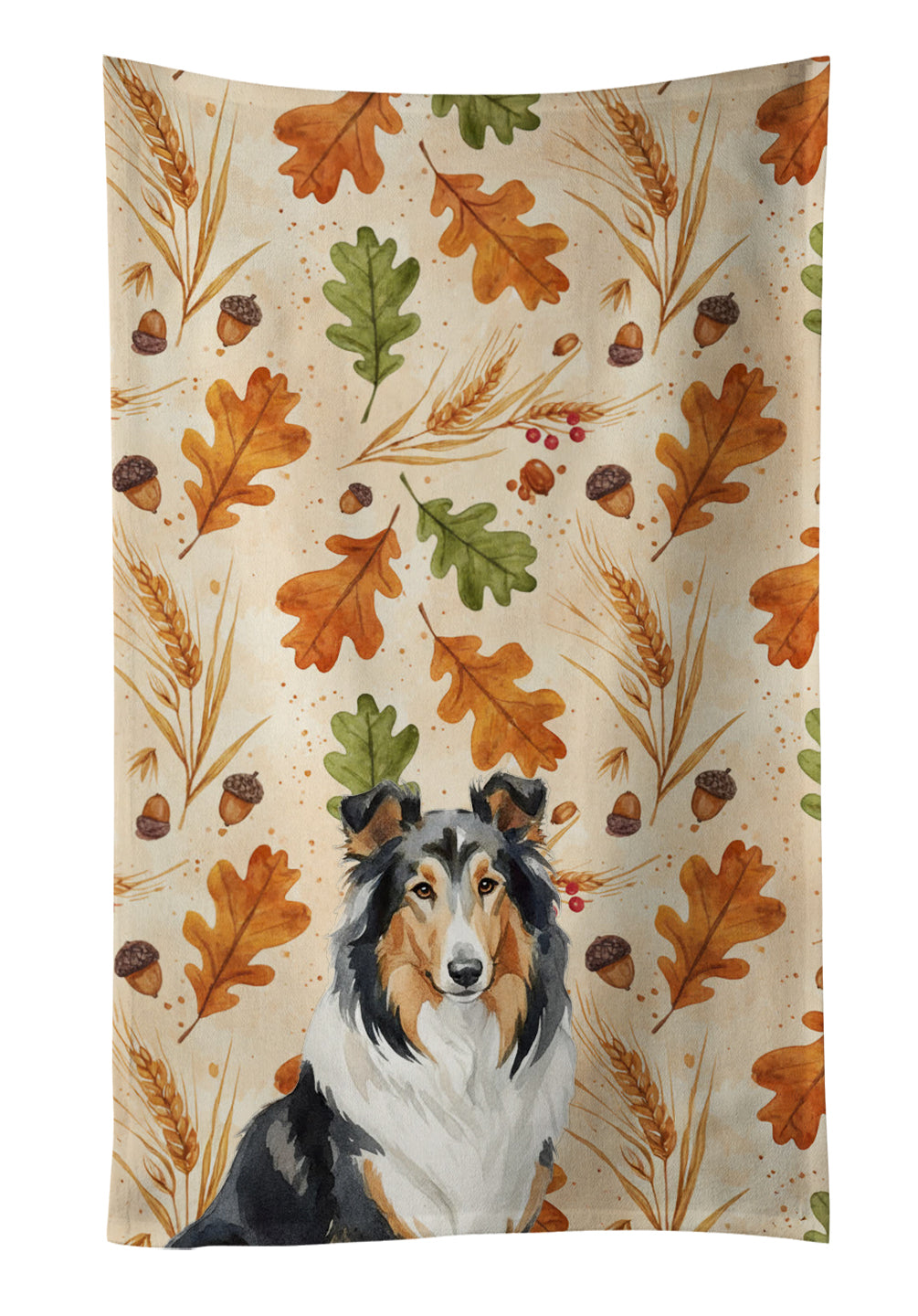 Caroline's Treasures Tricolor Collie Heirloom Fall Kitchen Towel