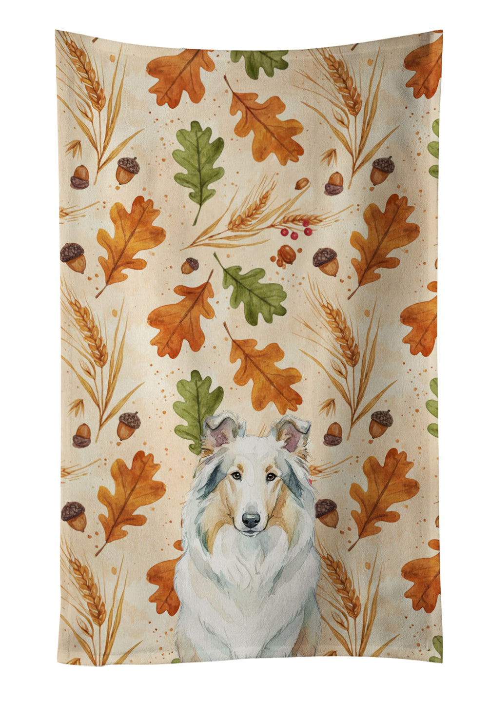 Caroline's Treasures White Collie Heirloom Fall Kitchen Towel