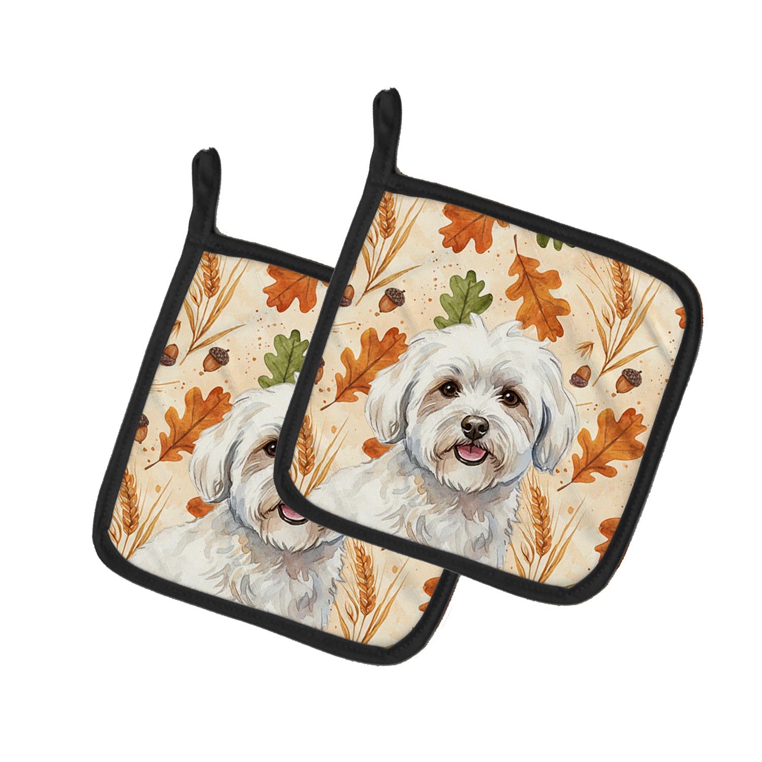Caroline's Treasures Coton de Tulear Heirloom Fall Pair of Pot Holders