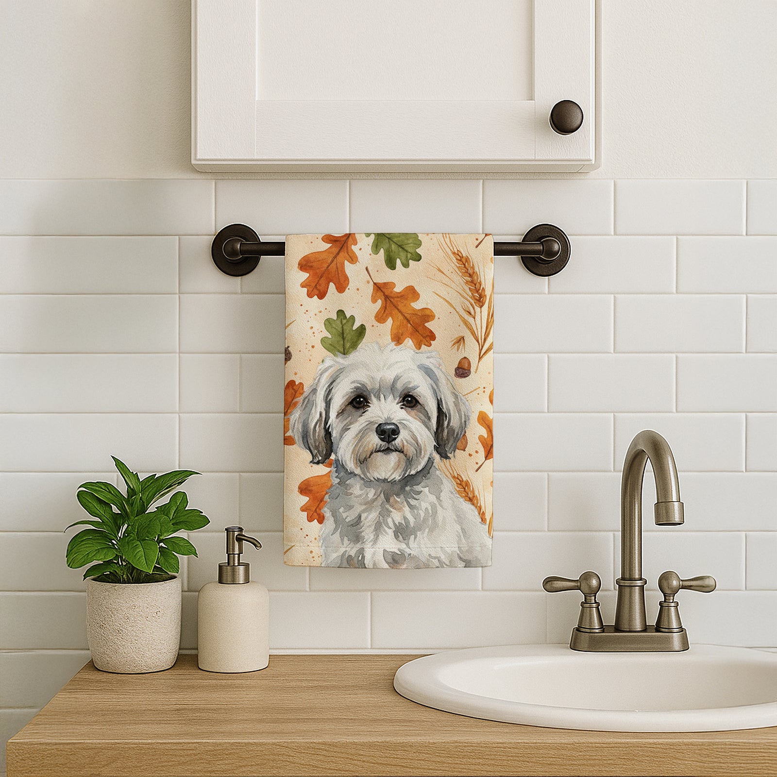 Caroline's Treasures White with Gray Coton de Tulear Heirloom Fall Kitchen Towel