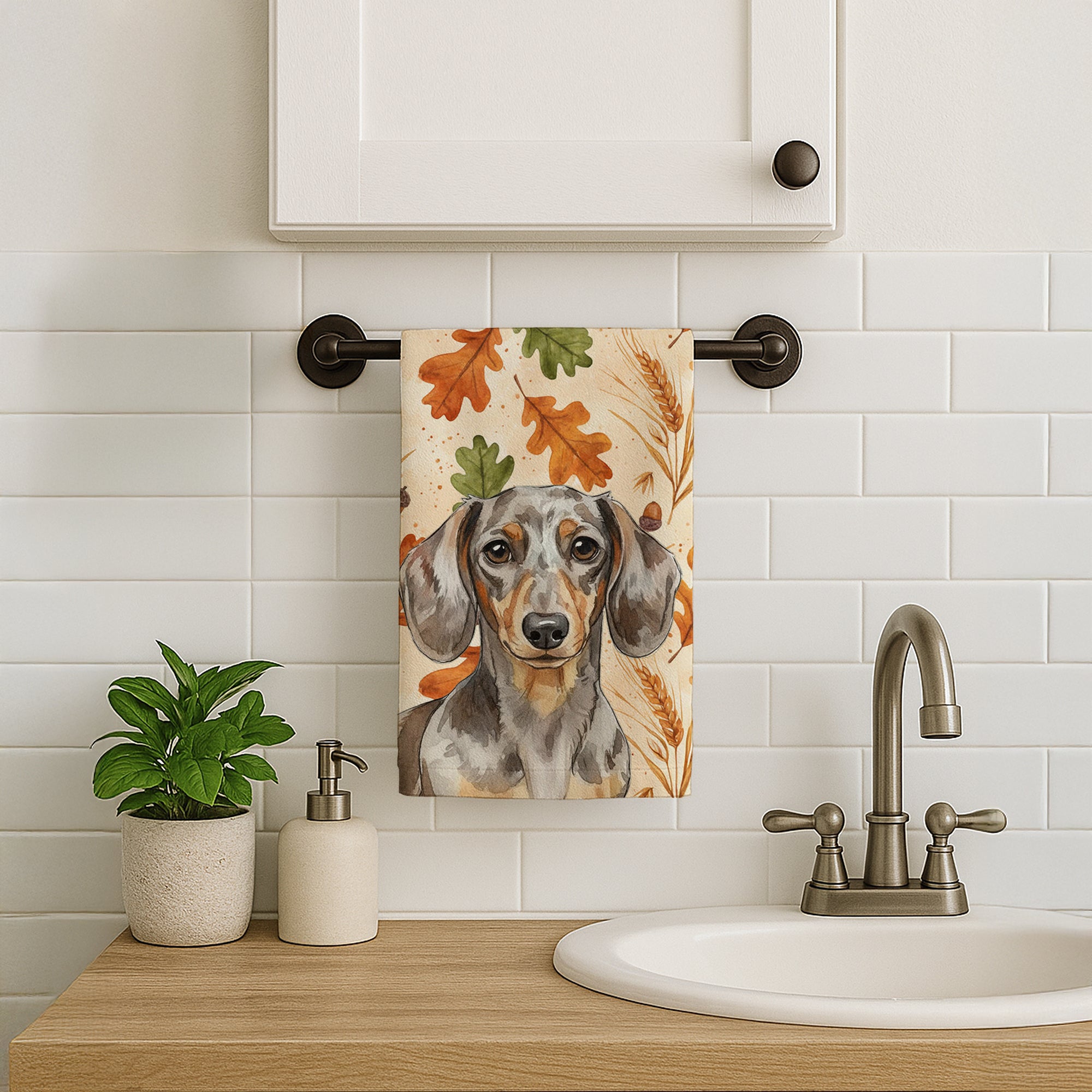 Caroline's Treasures Dapple Dachshund Heirloom Fall Kitchen Towel