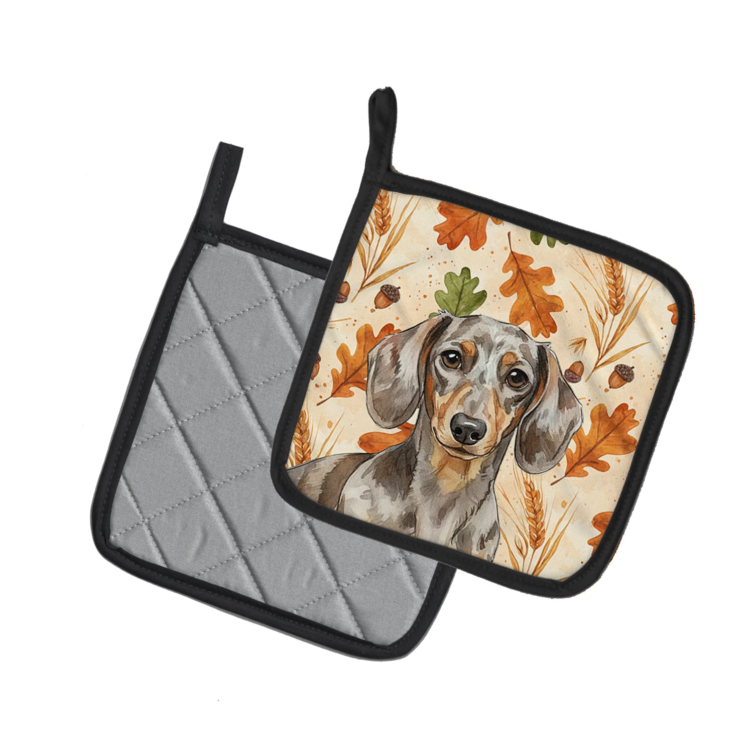 Caroline's Treasures Dapple Dachshund Heirloom Fall Pair of Pot Holders