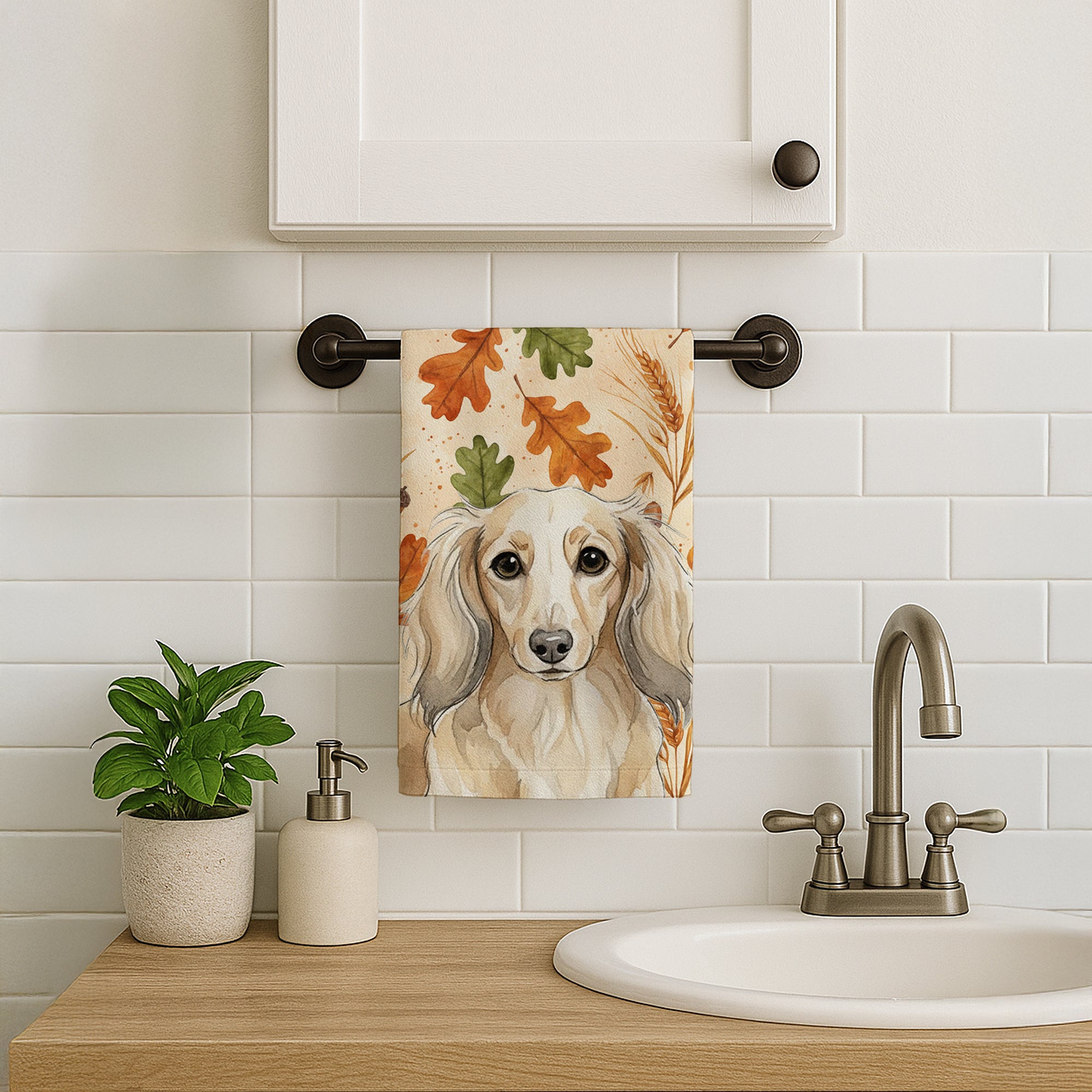 Caroline's Treasures Longhaired Cream Dachshund Heirloom Fall Kitchen Towel