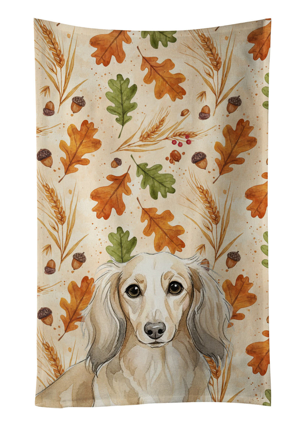 Caroline's Treasures Longhaired Cream Dachshund Heirloom Fall Kitchen Towel