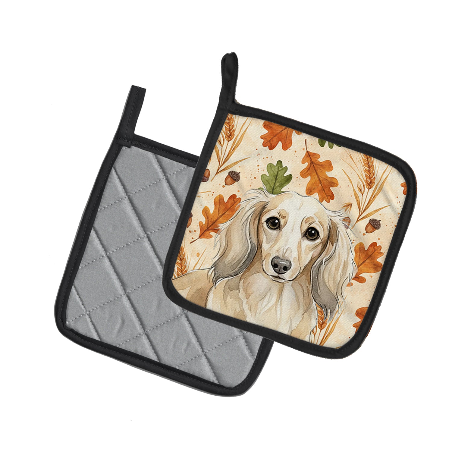 Caroline's Treasures Longhaired Cream Dachshund Heirloom Fall Pair of Pot Holders