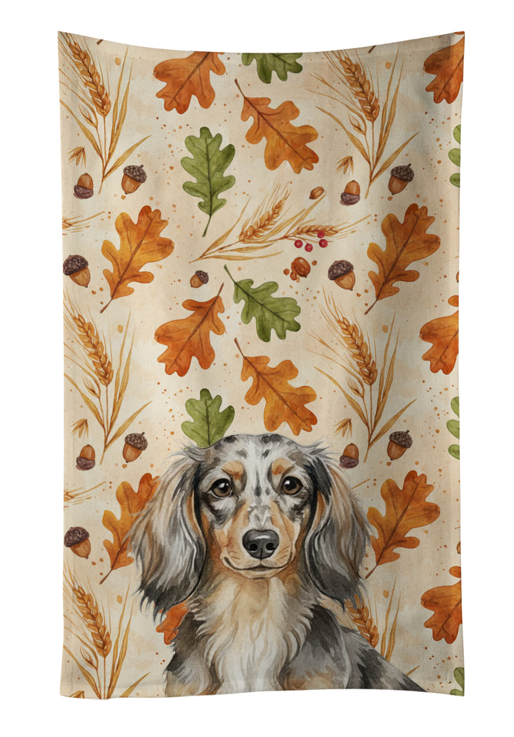 Caroline's Treasures Longhaired Dapple Dachshund Heirloom Fall Kitchen Towel