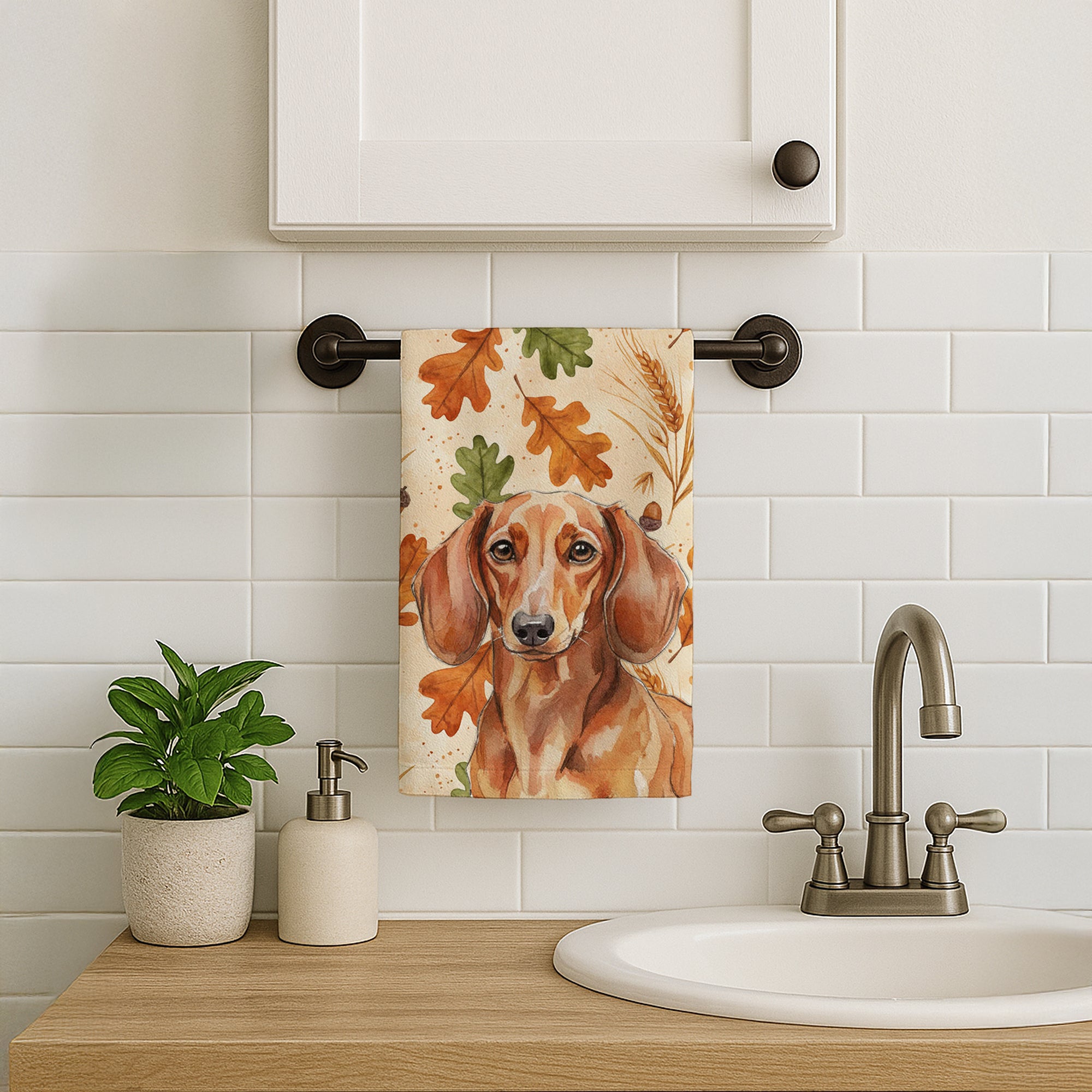 Caroline's Treasures Red Brown Dachshund Heirloom Fall Kitchen Towel