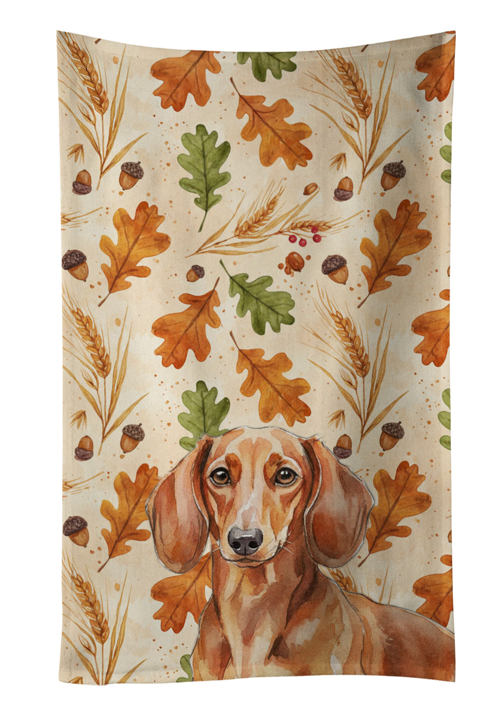 Caroline's Treasures Red Brown Dachshund Heirloom Fall Kitchen Towel