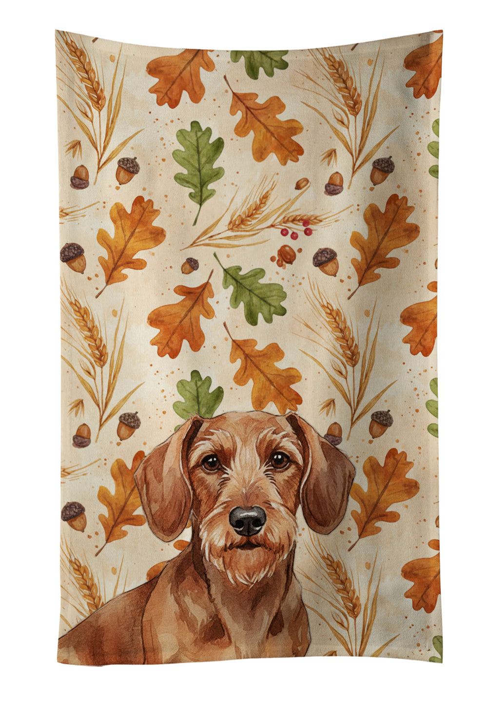 Caroline's Treasures Wirehaired Red Dachshund Heirloom Fall Kitchen Towel