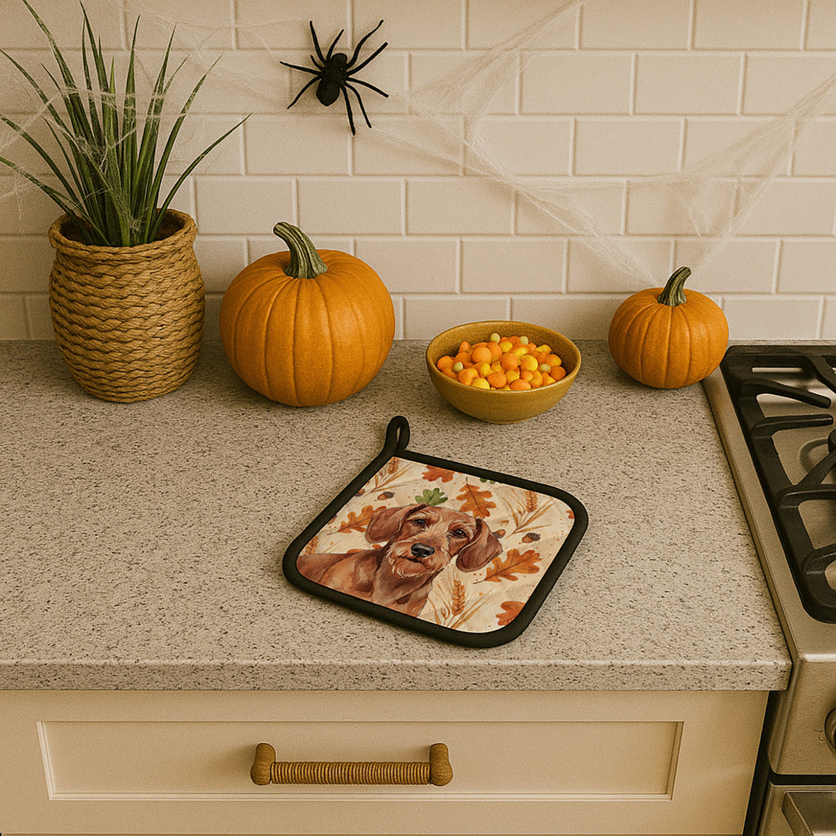 Caroline's Treasures Wirehaired Red Dachshund Heirloom Fall Pair of Pot Holders