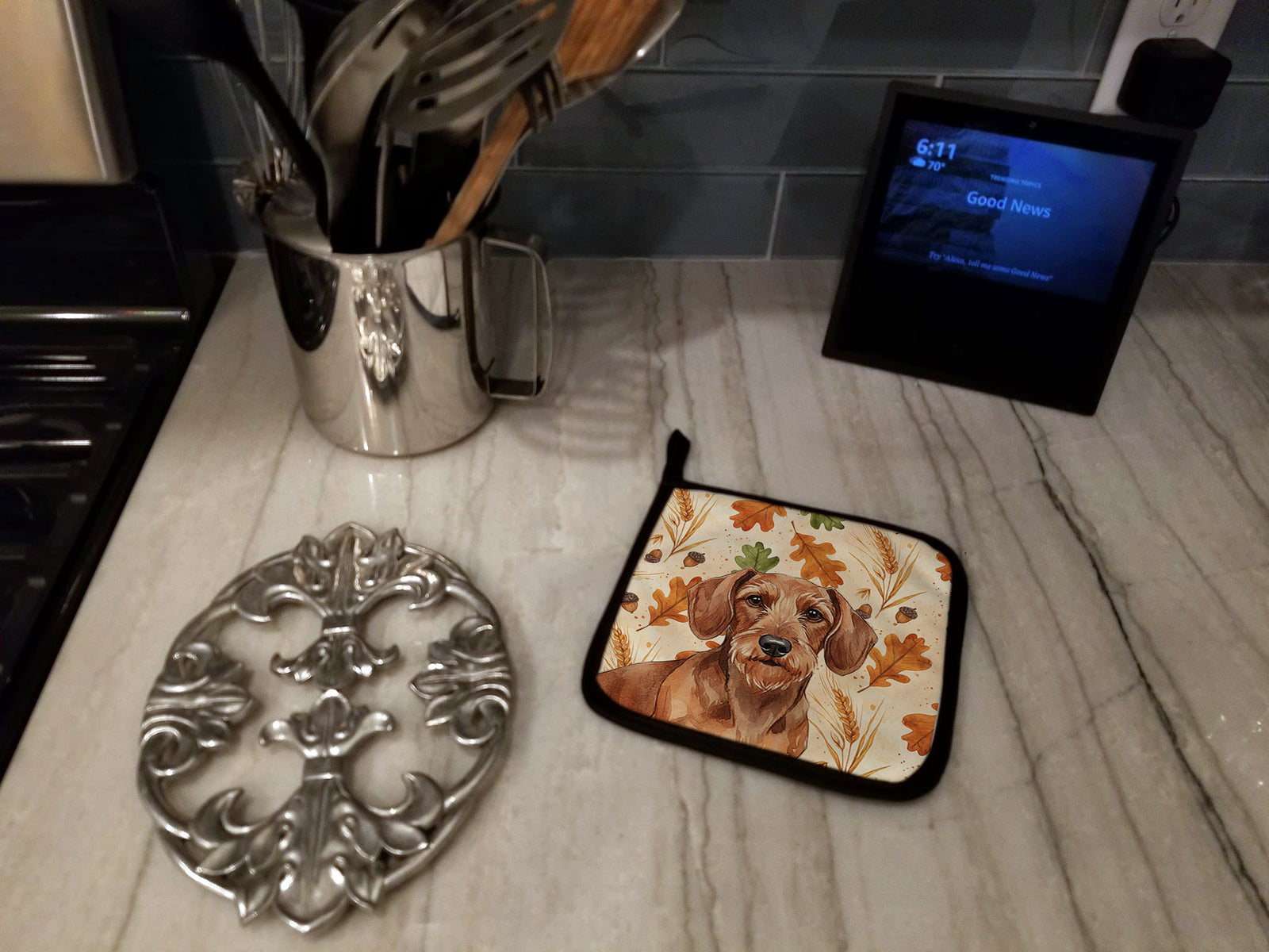 Caroline's Treasures Wirehaired Red Dachshund Heirloom Fall Pair of Pot Holders