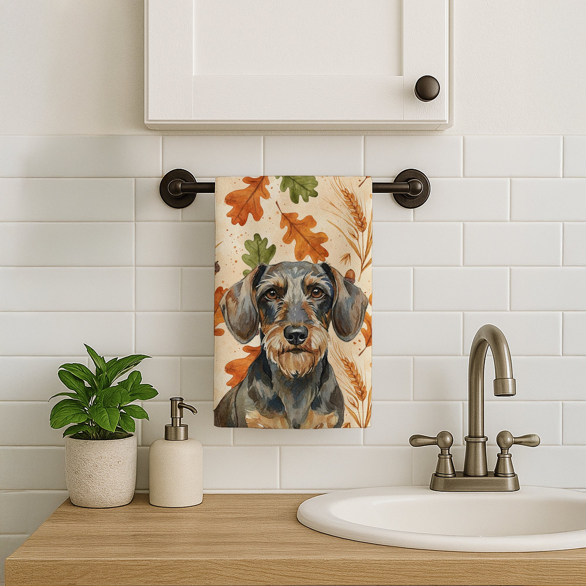 Caroline's Treasures Wirehaired Wild Boar Dachshund Heirloom Fall Kitchen Towel