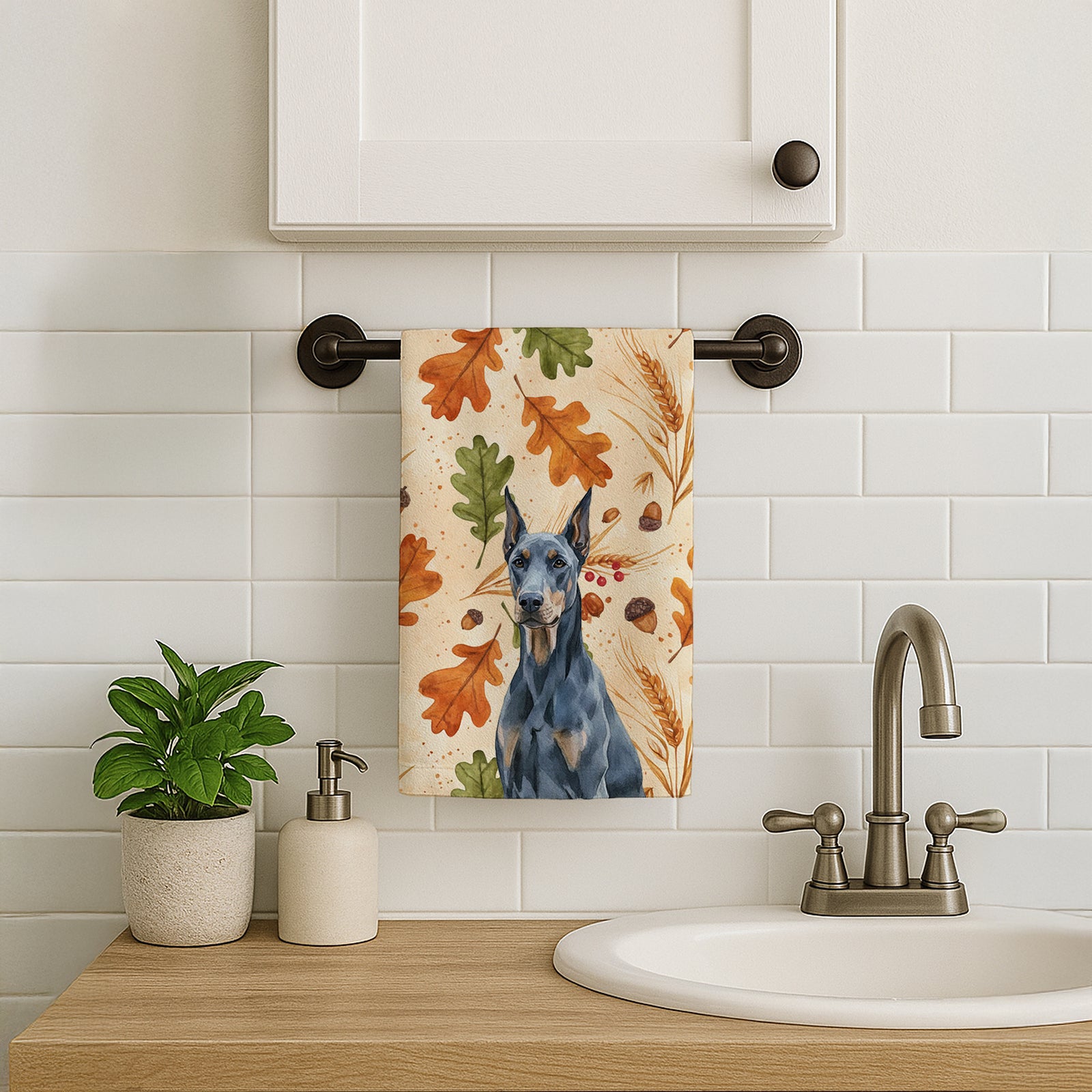 Caroline's Treasures Blue Doberman Pinscher Heirloom Fall Kitchen Towel