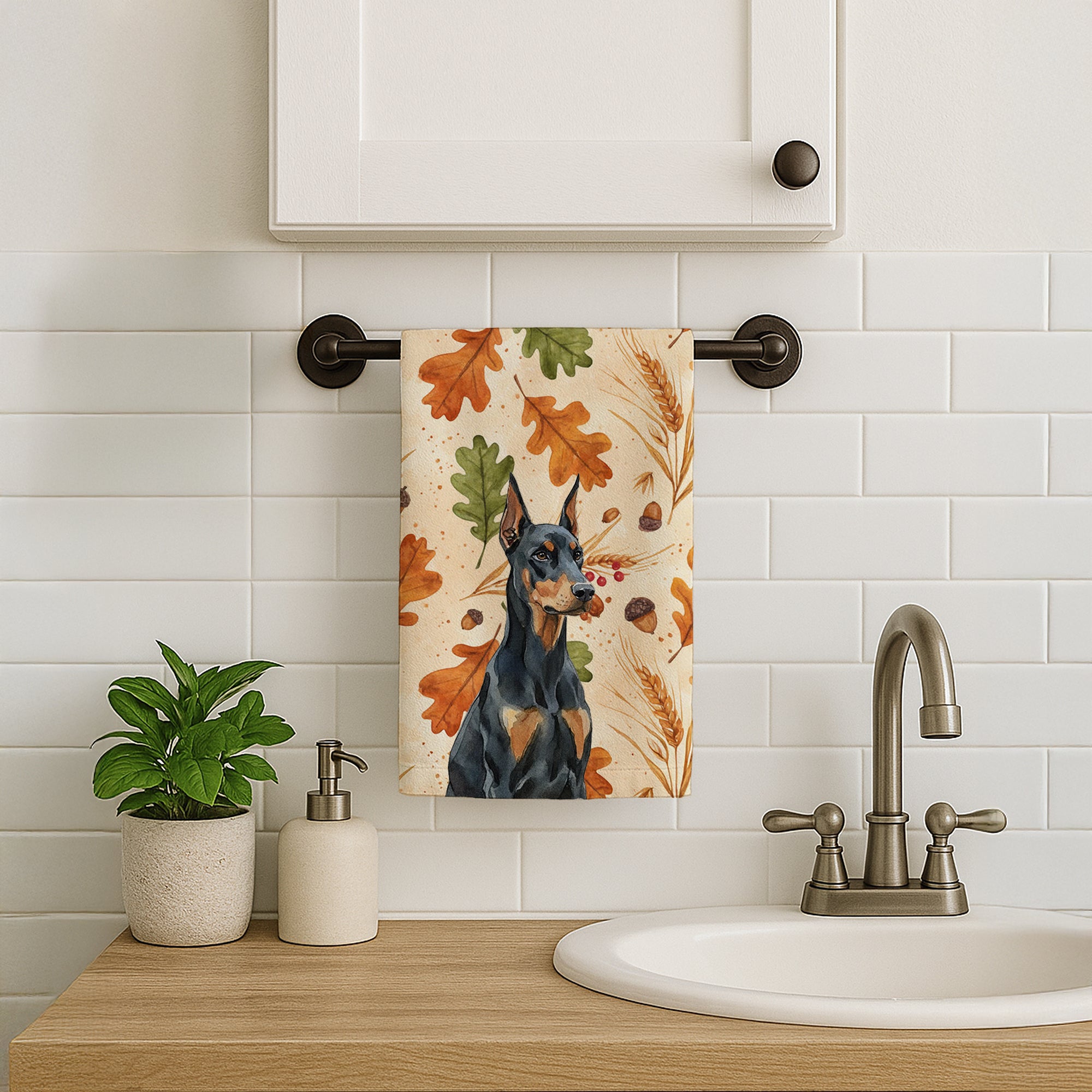 Caroline's Treasures Doberman Pinscher Heirloom Fall Kitchen Towel