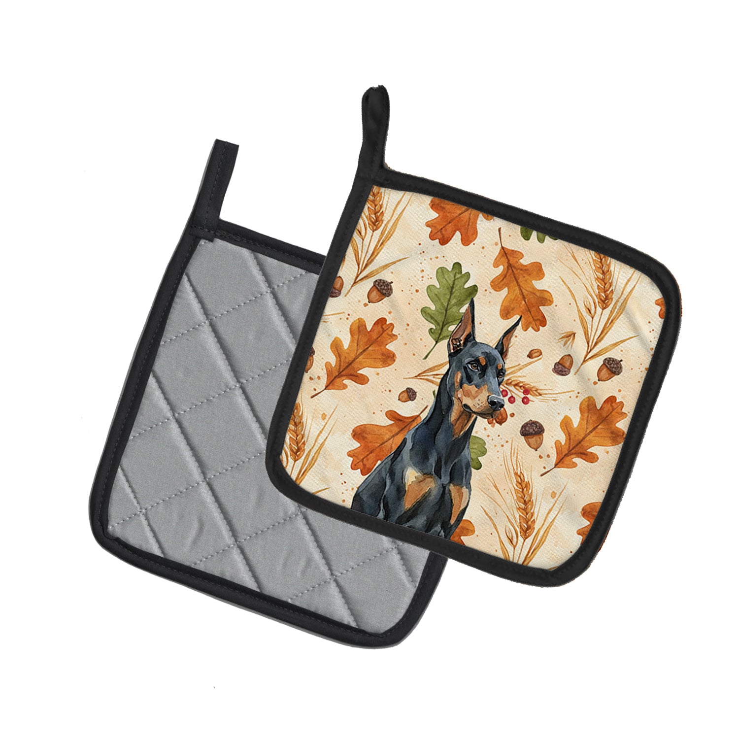 Caroline's Treasures Doberman Pinscher Heirloom Fall Pair of Pot Holders