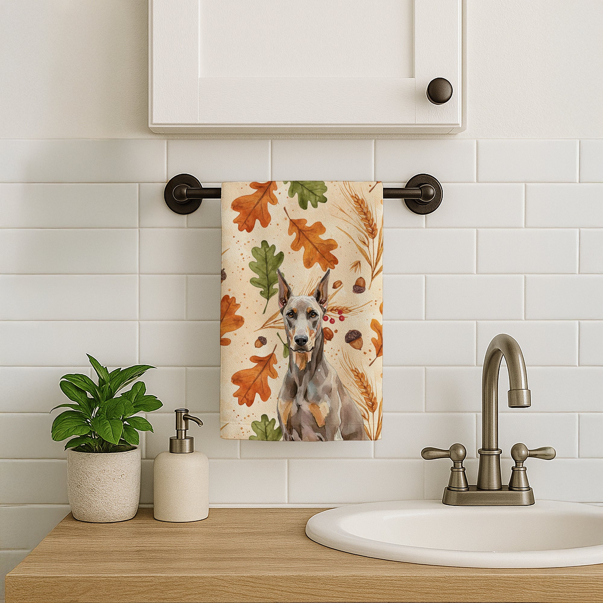 Caroline's Treasures Fawn Doberman Pinscher Heirloom Fall Kitchen Towel
