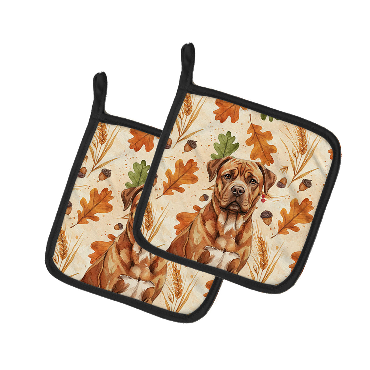 Caroline's Treasures Mahogany Dogue de Bordeaux Heirloom Fall Pair of Pot Holders
