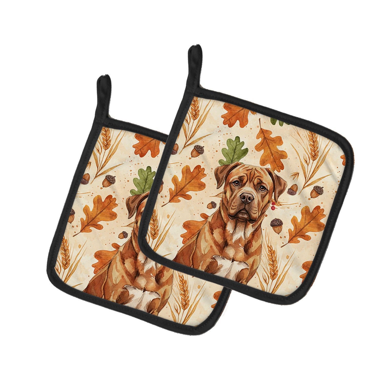 Caroline's Treasures Mahogany Dogue de Bordeaux Heirloom Fall Pair of Pot Holders