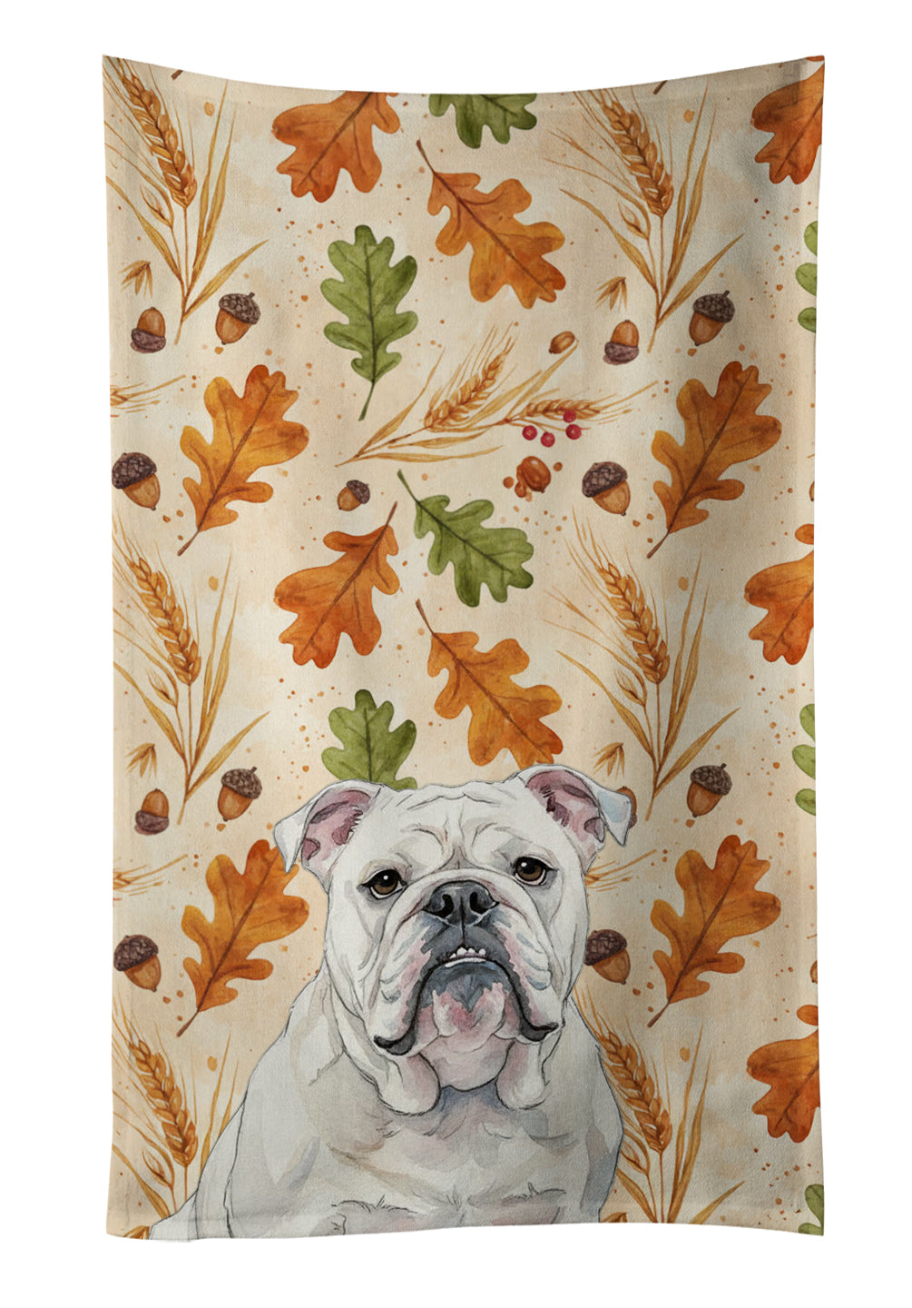 Caroline's Treasures White English Bulldog Heirloom Fall Kitchen Towel