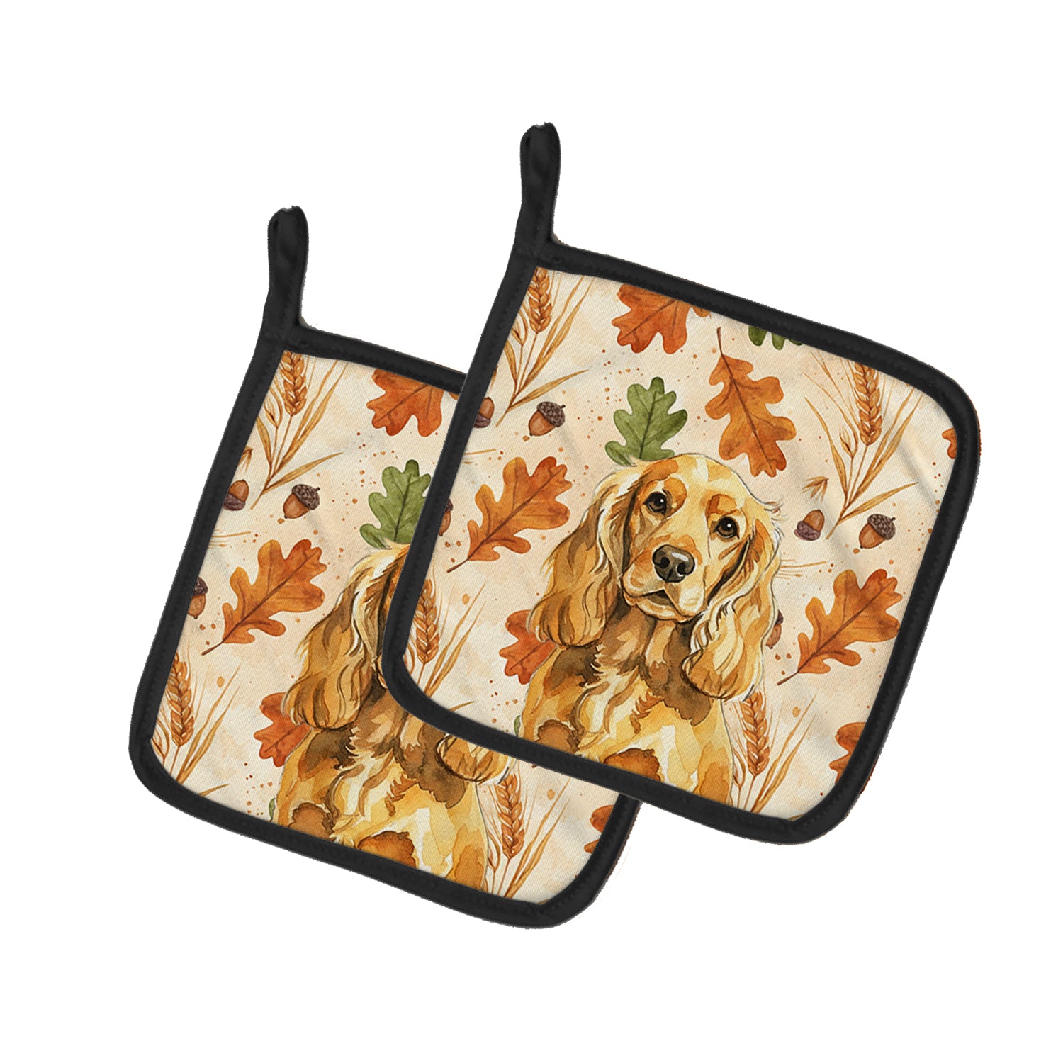 Caroline's Treasures Golden English Cocker Spaniel Heirloom Fall Pair of Pot Holders