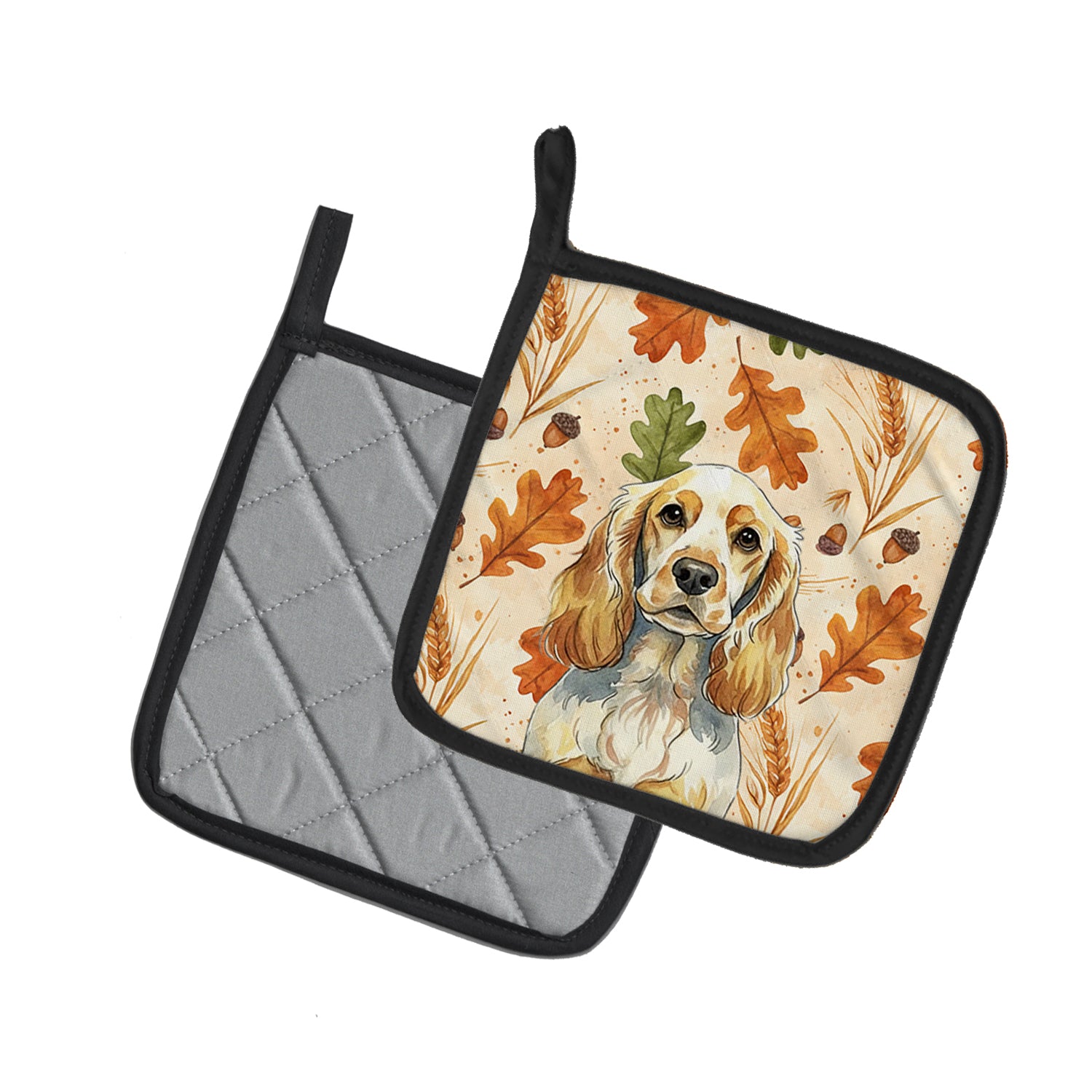 Caroline's Treasures Lemon Roan English Cocker Spaniel Heirloom Fall Pair of Pot Holders