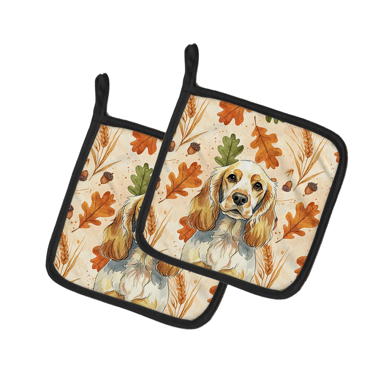 Caroline's Treasures Lemon Roan English Cocker Spaniel Heirloom Fall Pair of Pot Holders