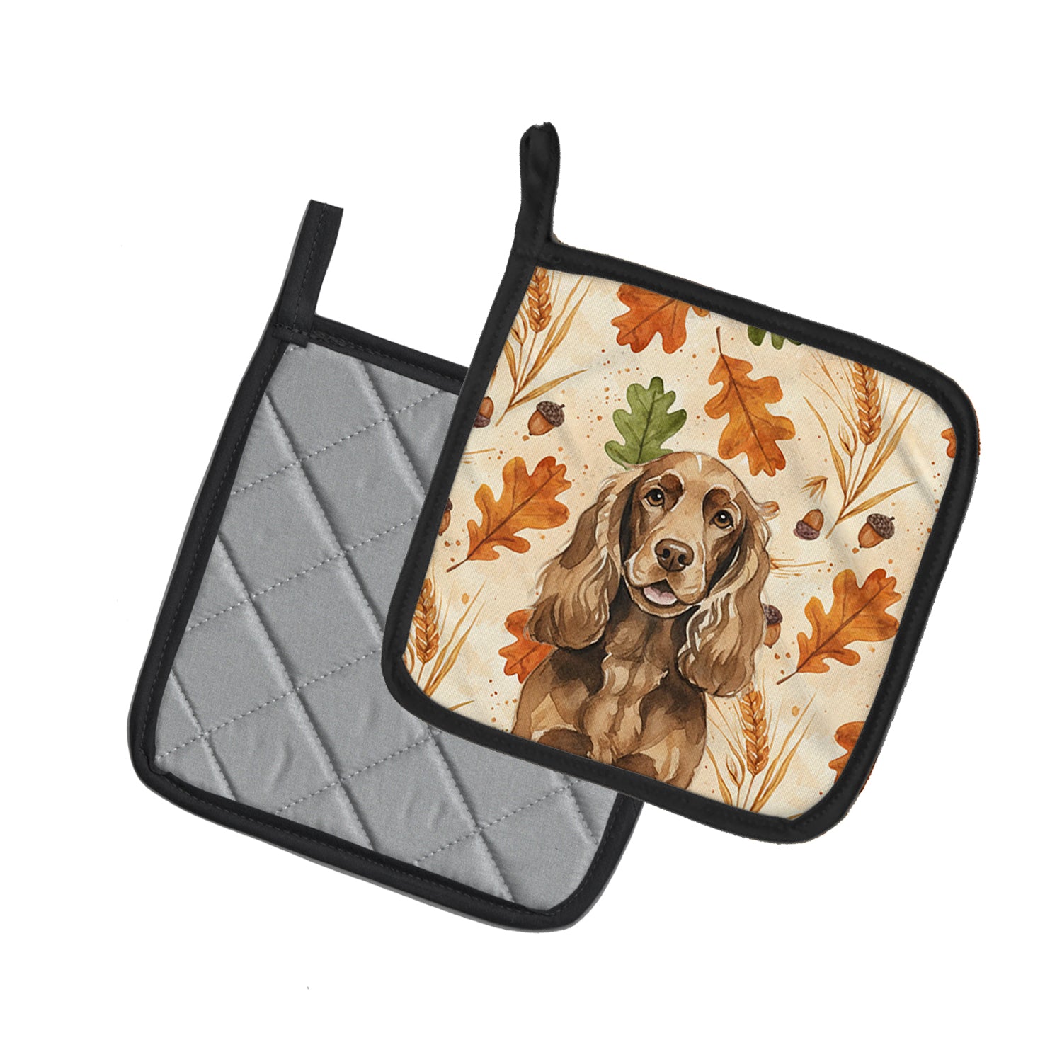 Caroline's Treasures Liver English Cocker Spaniel Heirloom Fall Pair of Pot Holders
