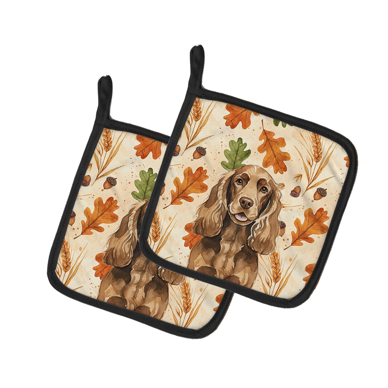 Caroline's Treasures Liver English Cocker Spaniel Heirloom Fall Pair of Pot Holders