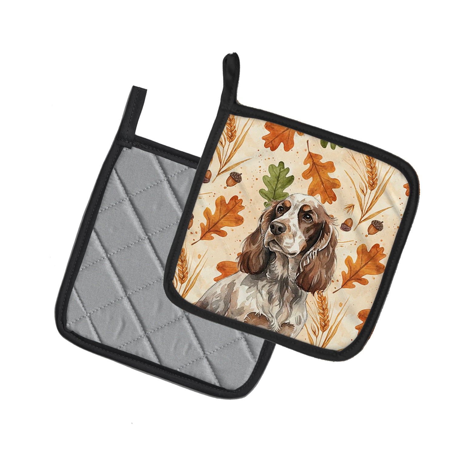 Caroline's Treasures Liver Roan English Cocker Spaniel Heirloom Fall Pair of Pot Holders