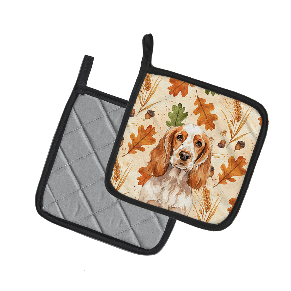 Caroline's Treasures Orange Roan English Cocker Spaniel Heirloom Fall Pair of Pot Holders
