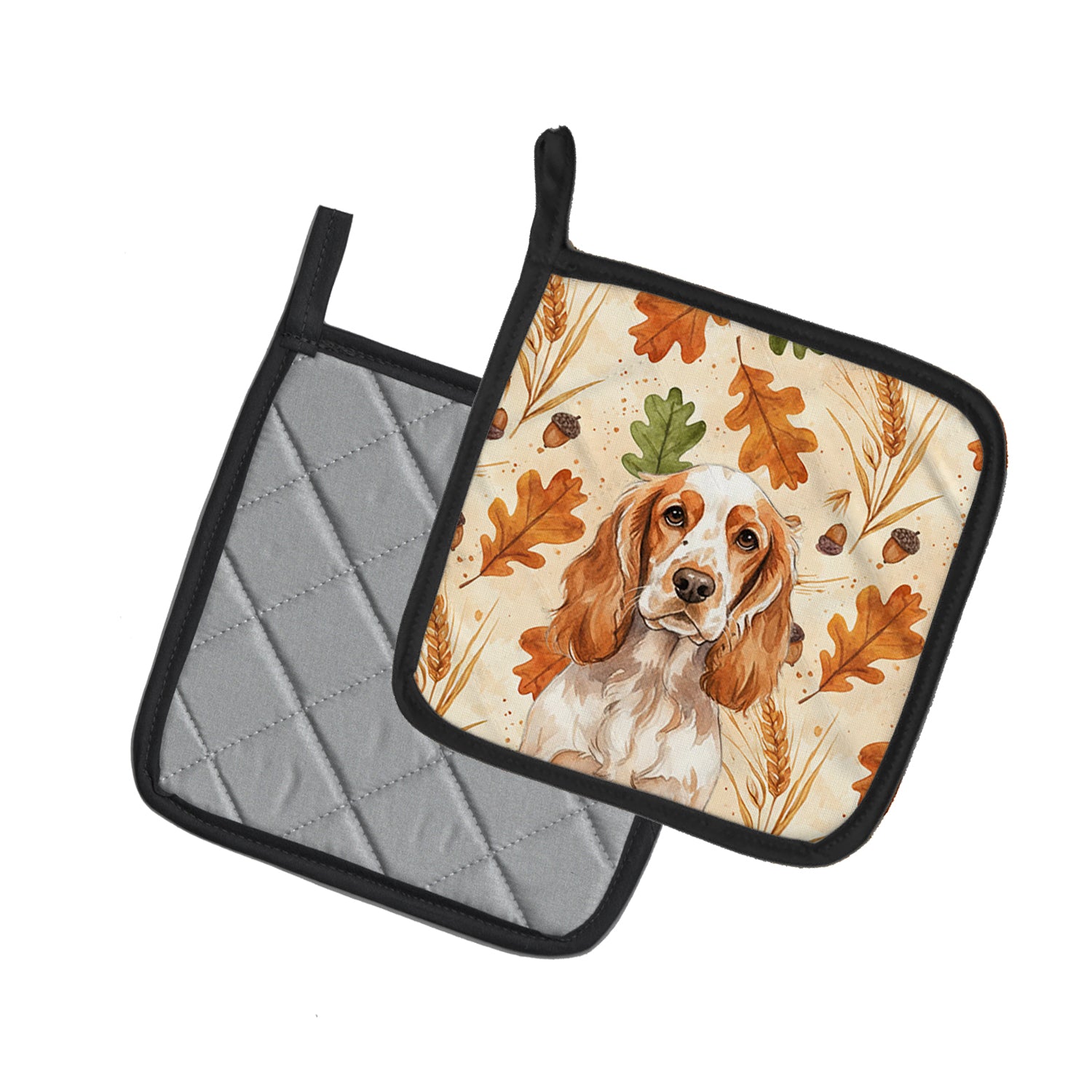 Caroline's Treasures Orange Roan English Cocker Spaniel Heirloom Fall Pair of Pot Holders