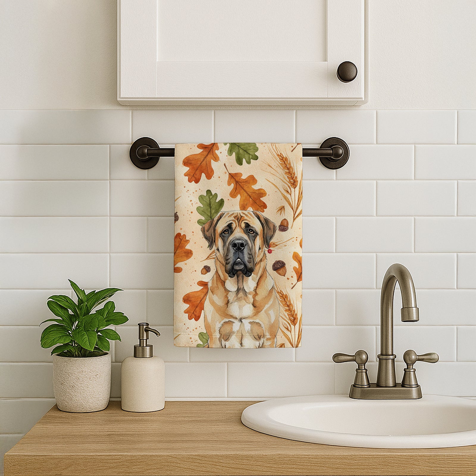 Caroline's Treasures Apricot English Mastiff Heirloom Fall Kitchen Towel