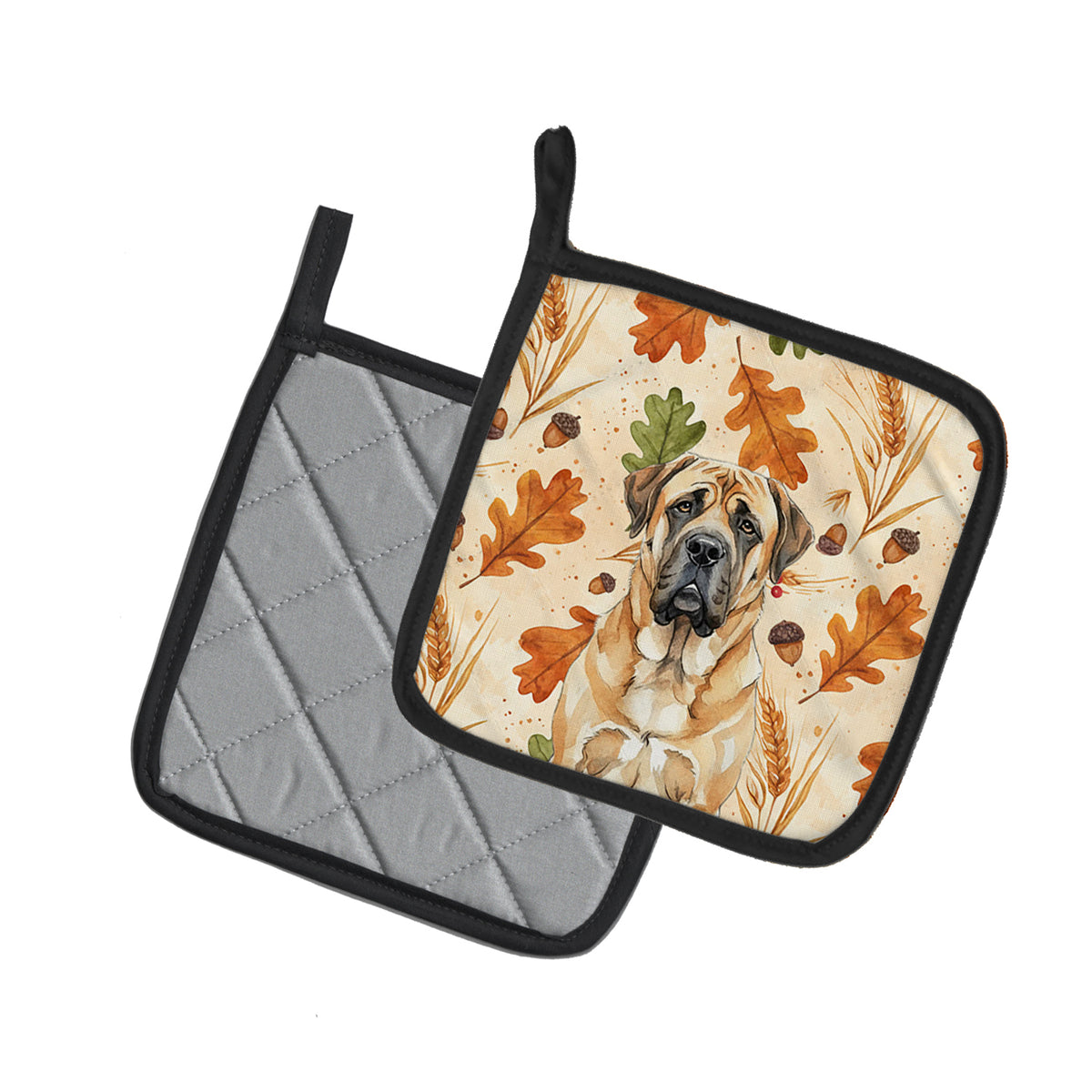 Caroline's Treasures Apricot English Mastiff Heirloom Fall Pair of Pot Holders