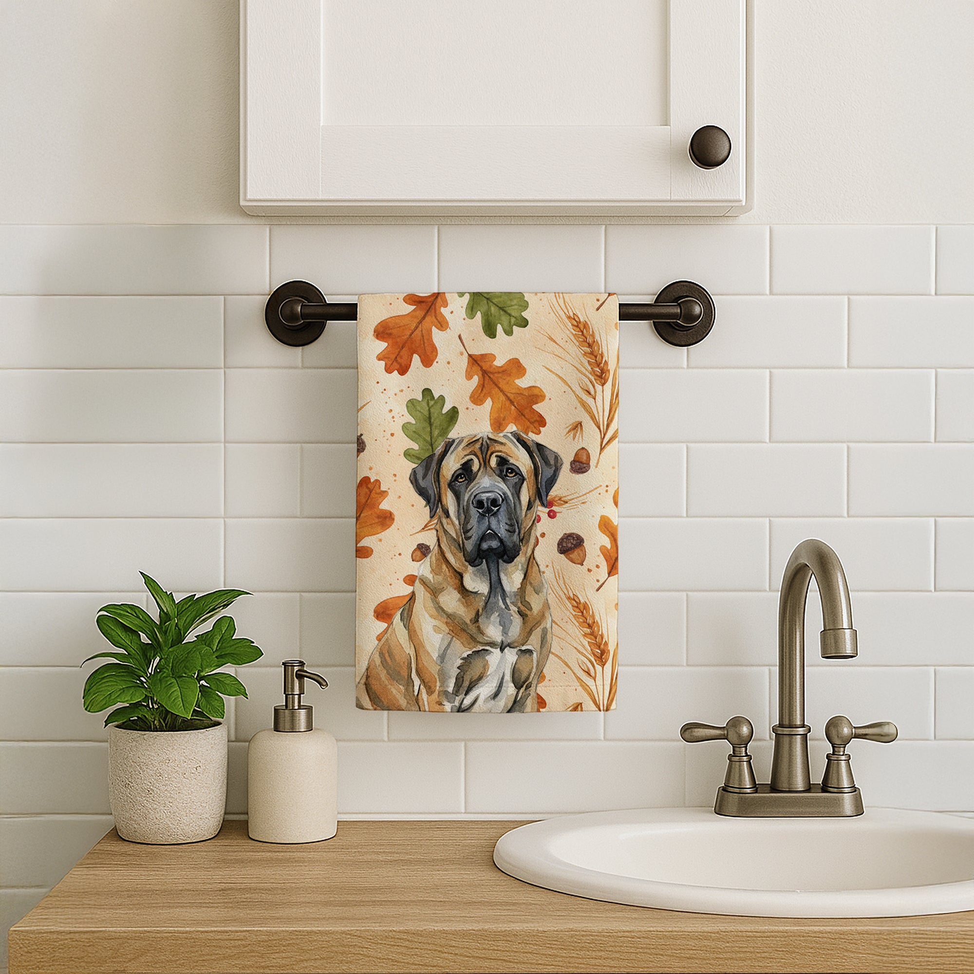 Caroline's Treasures Brindle English Mastiff Heirloom Fall Kitchen Towel
