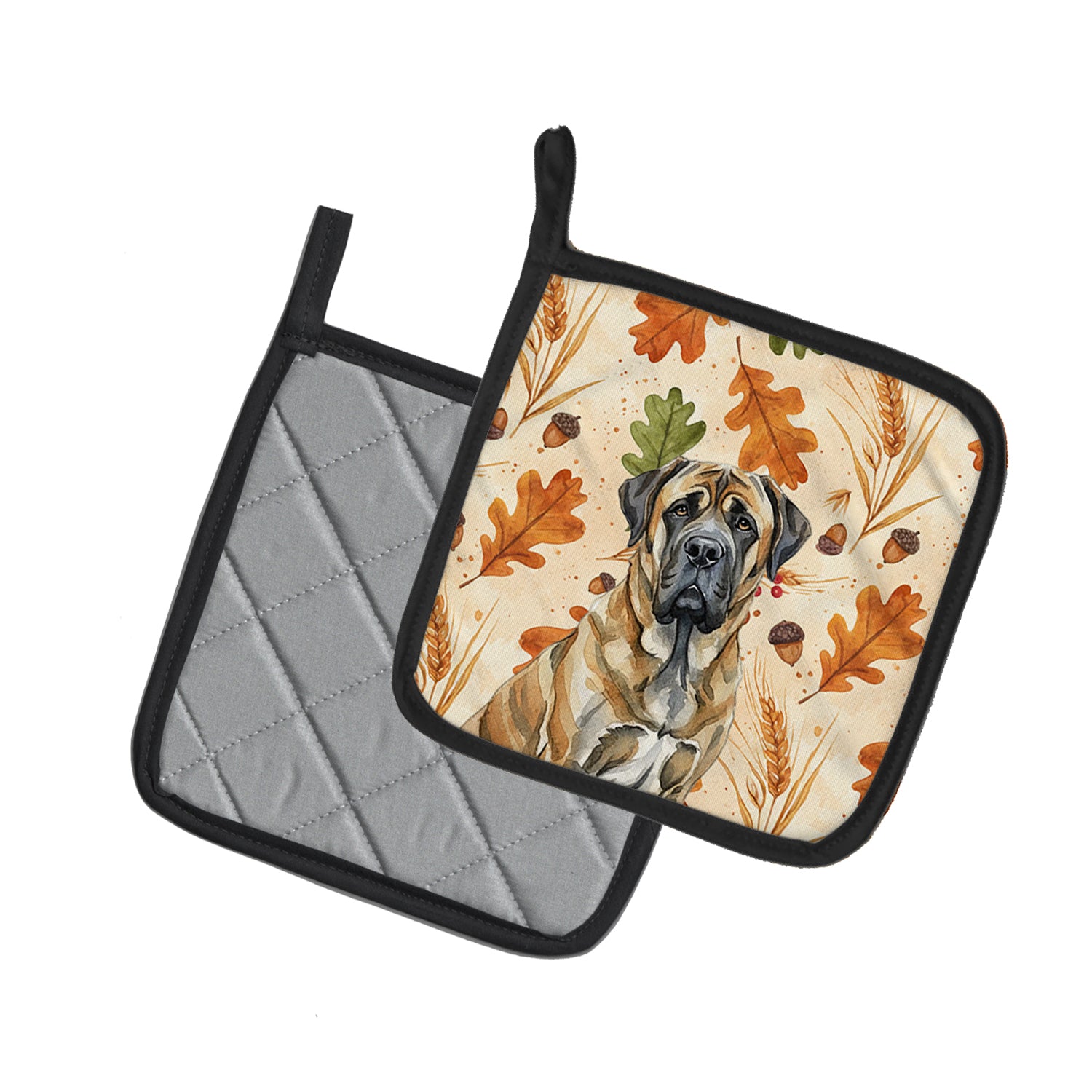 Caroline's Treasures Brindle English Mastiff Heirloom Fall Pair of Pot Holders