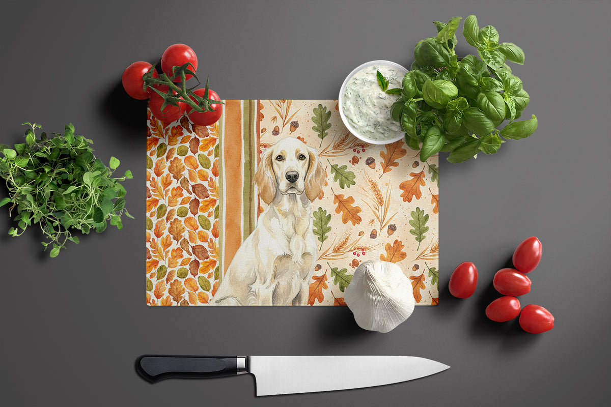 Caroline's Treasures Lemon Belton English Setter Heirloom Fall Glass Cutting Board