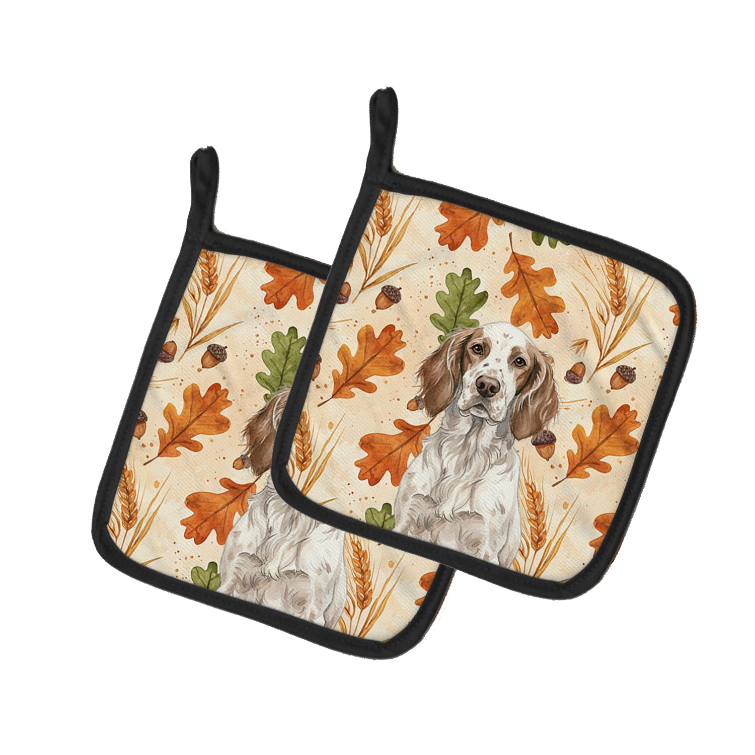 Caroline's Treasures Liver Belton English Setter Heirloom Fall Pair of Pot Holders