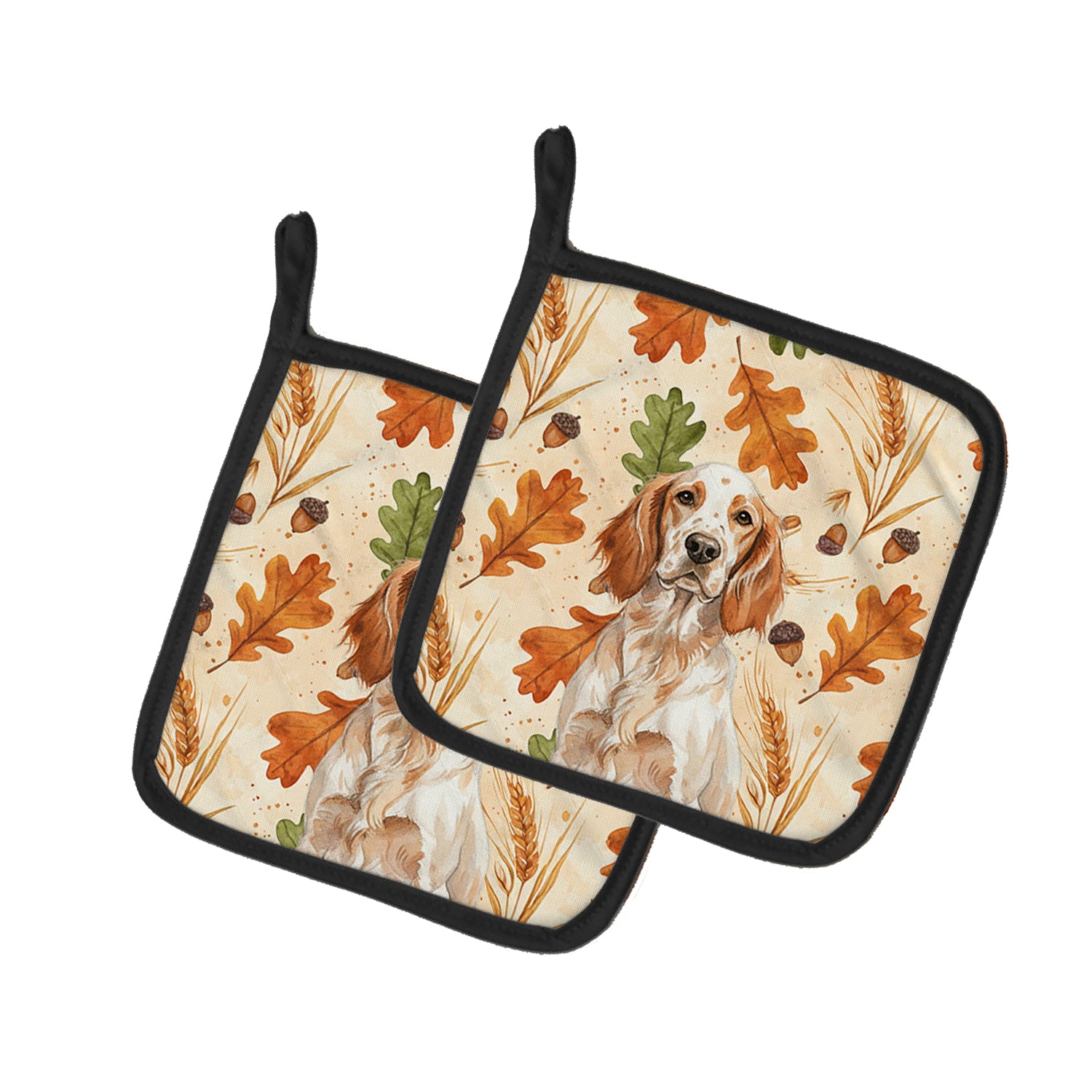 Caroline's Treasures Orange Belton English Setter Heirloom Fall Pair of Pot Holders