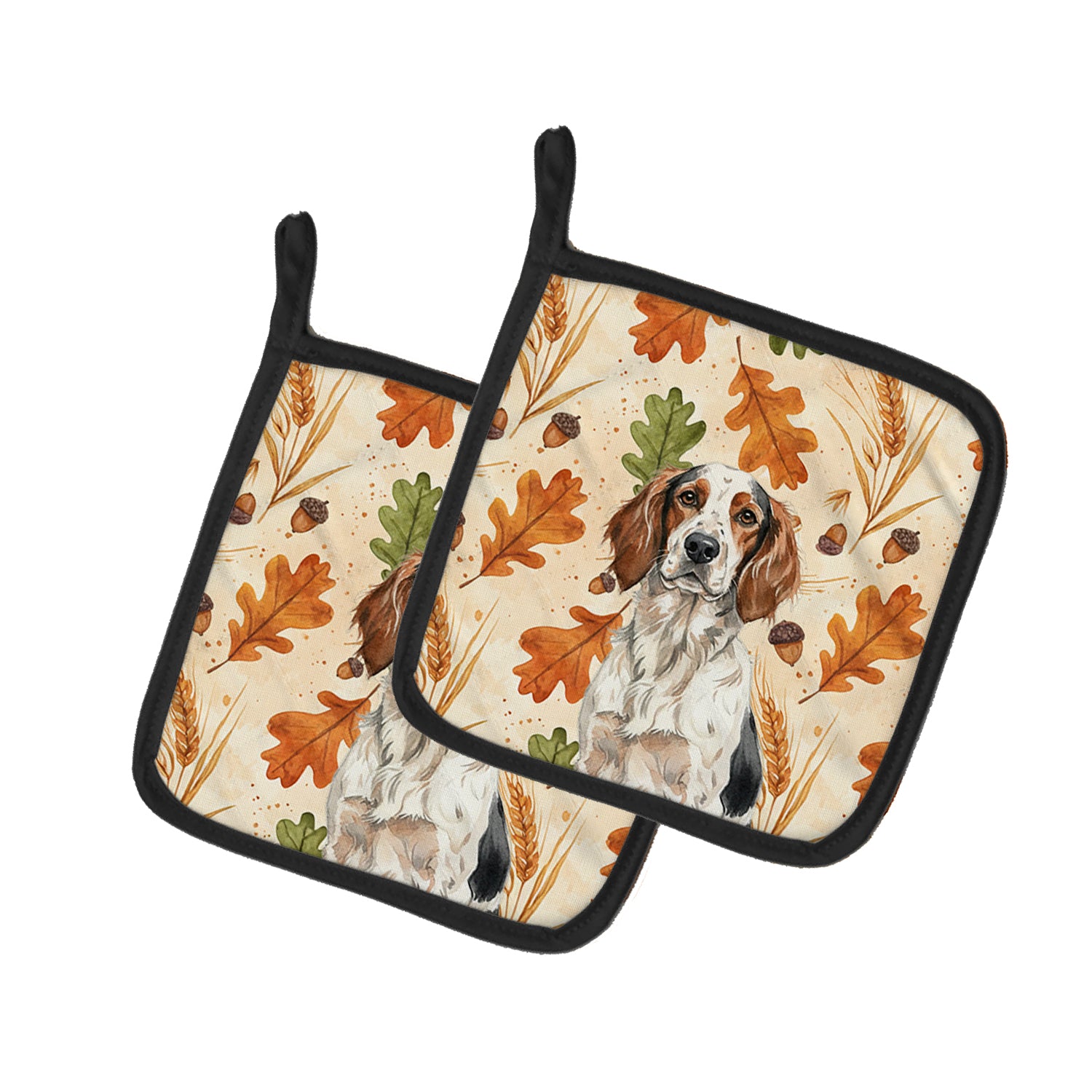 Caroline's Treasures Tricolor English Setter Heirloom Fall Pair of Pot Holders