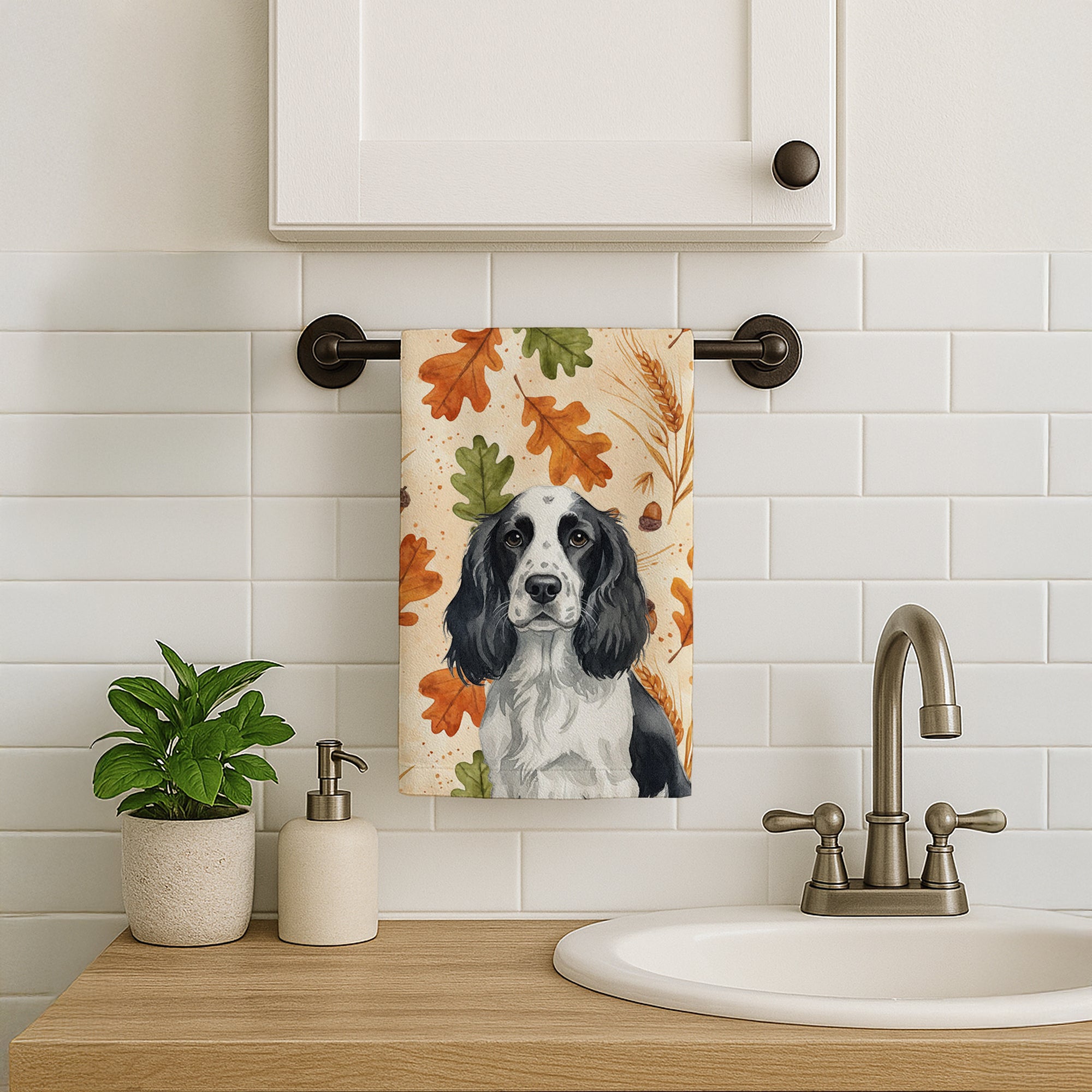 Caroline's Treasures Black and White English Springer Spaniel Heirloom Fall Kitchen Towel