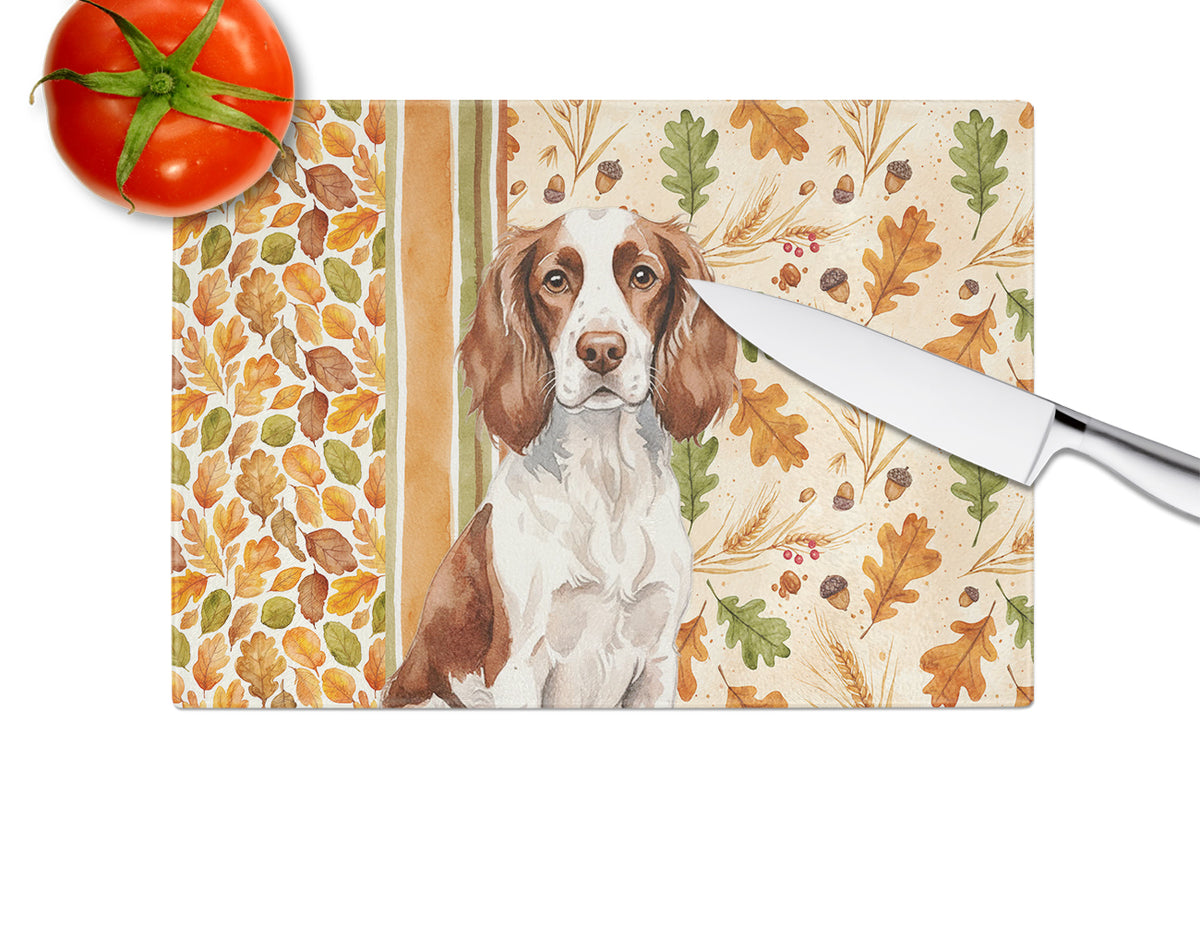 Caroline's Treasures Liver and White English Springer Spaniel Heirloom Fall Glass Cutting Board