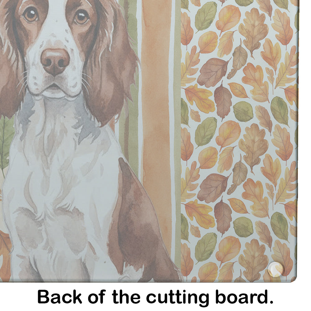 Caroline's Treasures Liver and White English Springer Spaniel Heirloom Fall Glass Cutting Board