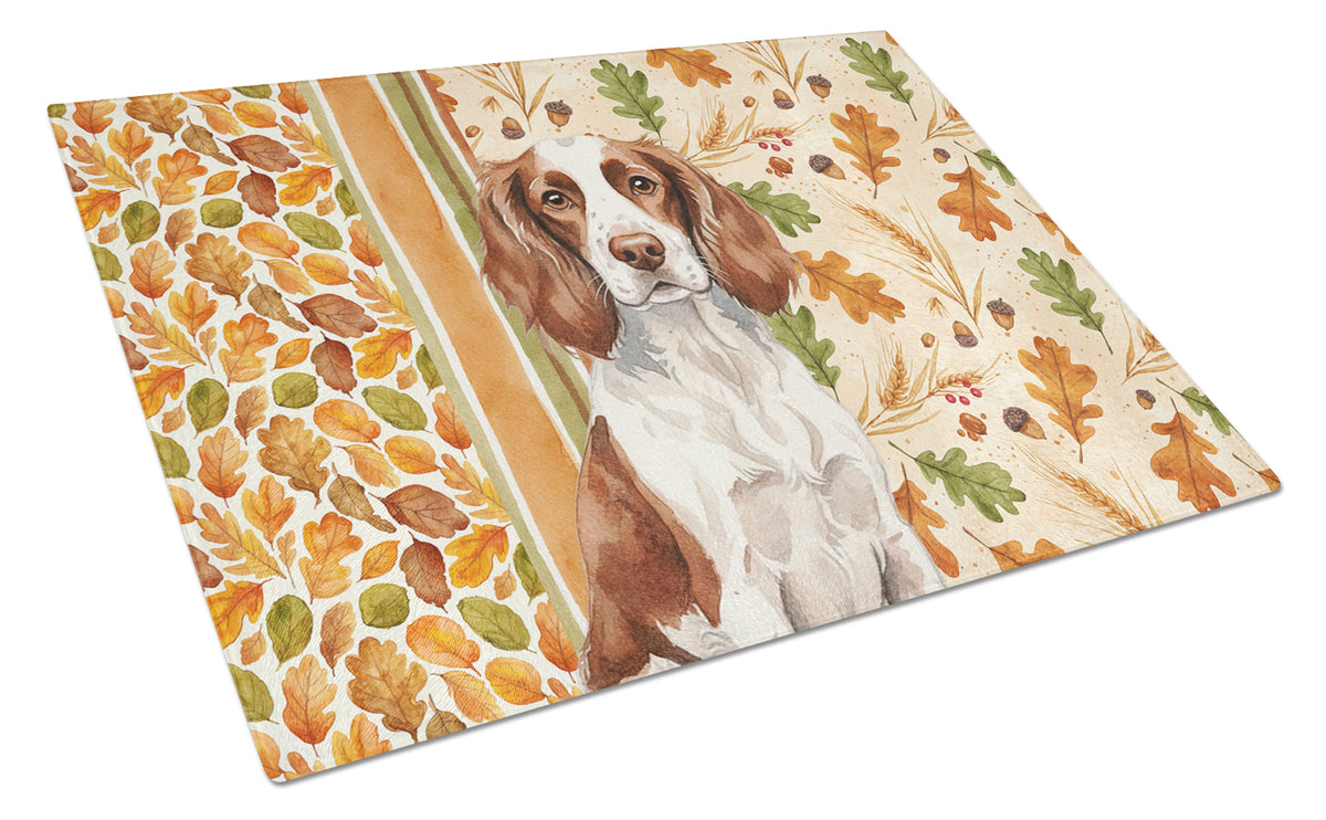 Caroline's Treasures Liver and White English Springer Spaniel Heirloom Fall Glass Cutting Board
