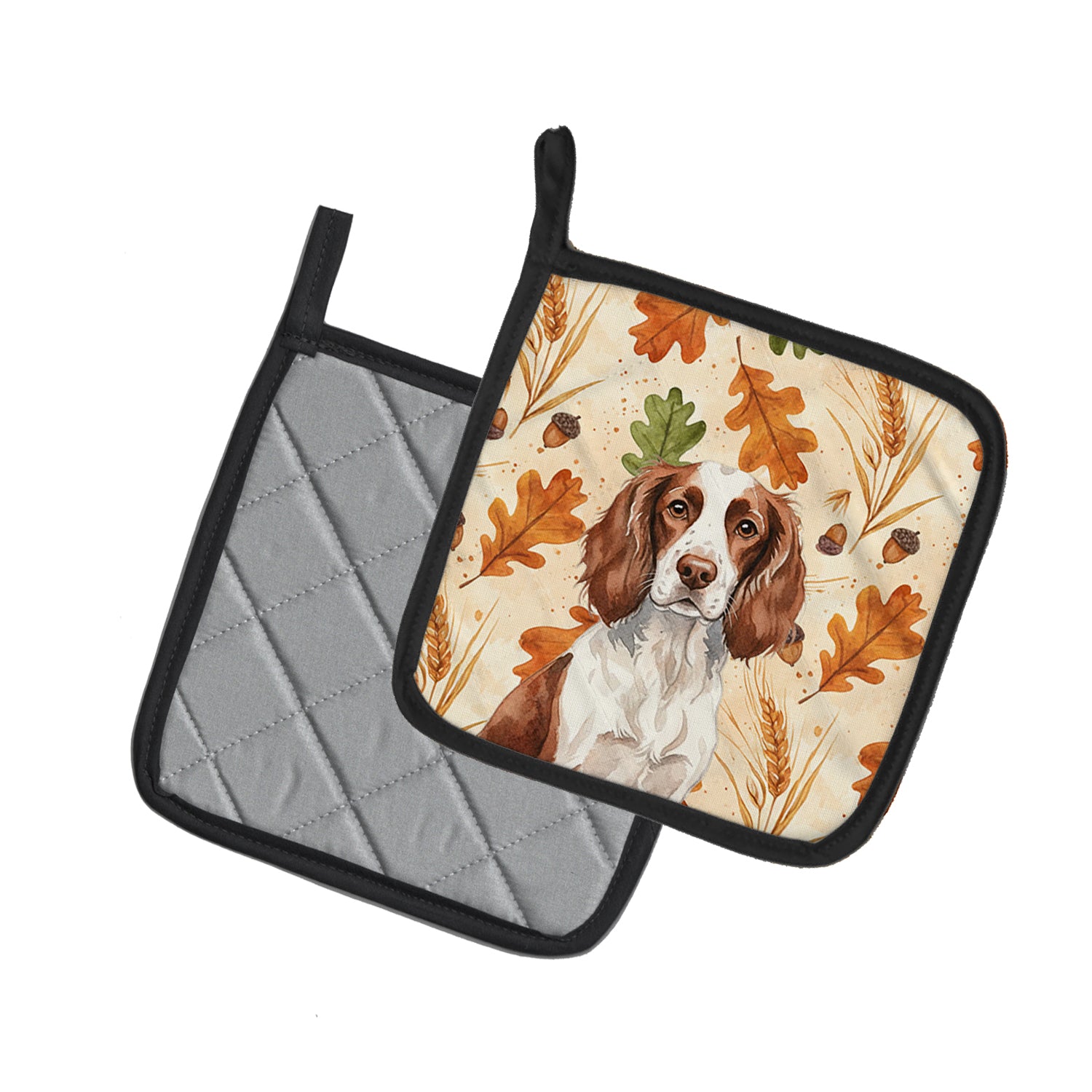 Caroline's Treasures Liver and White English Springer Spaniel Heirloom Fall Pair of Pot Holders