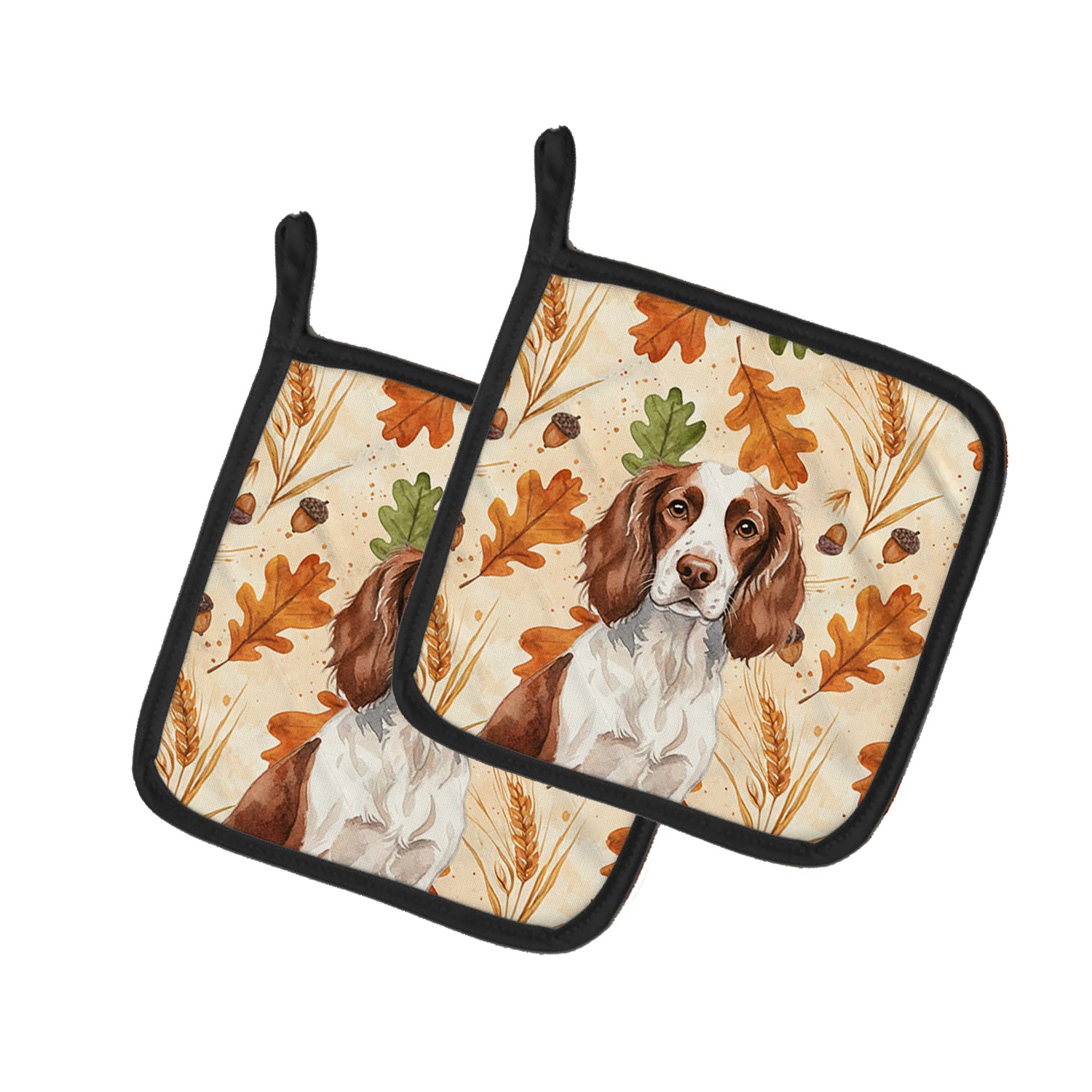 Caroline's Treasures Liver and White English Springer Spaniel Heirloom Fall Pair of Pot Holders