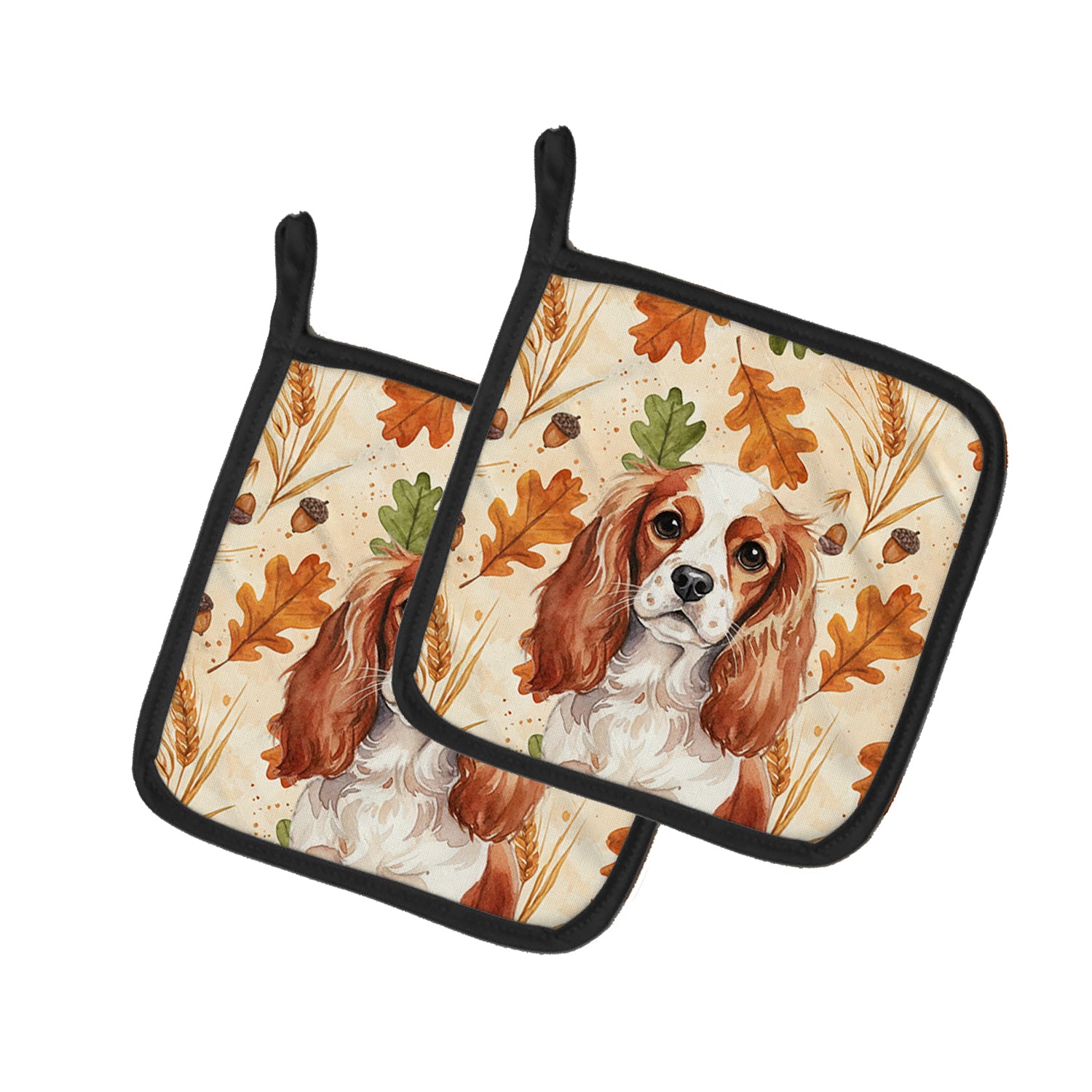 Caroline's Treasures Blenheim English Toy Spaniel Heirloom Fall Pair of Pot Holders