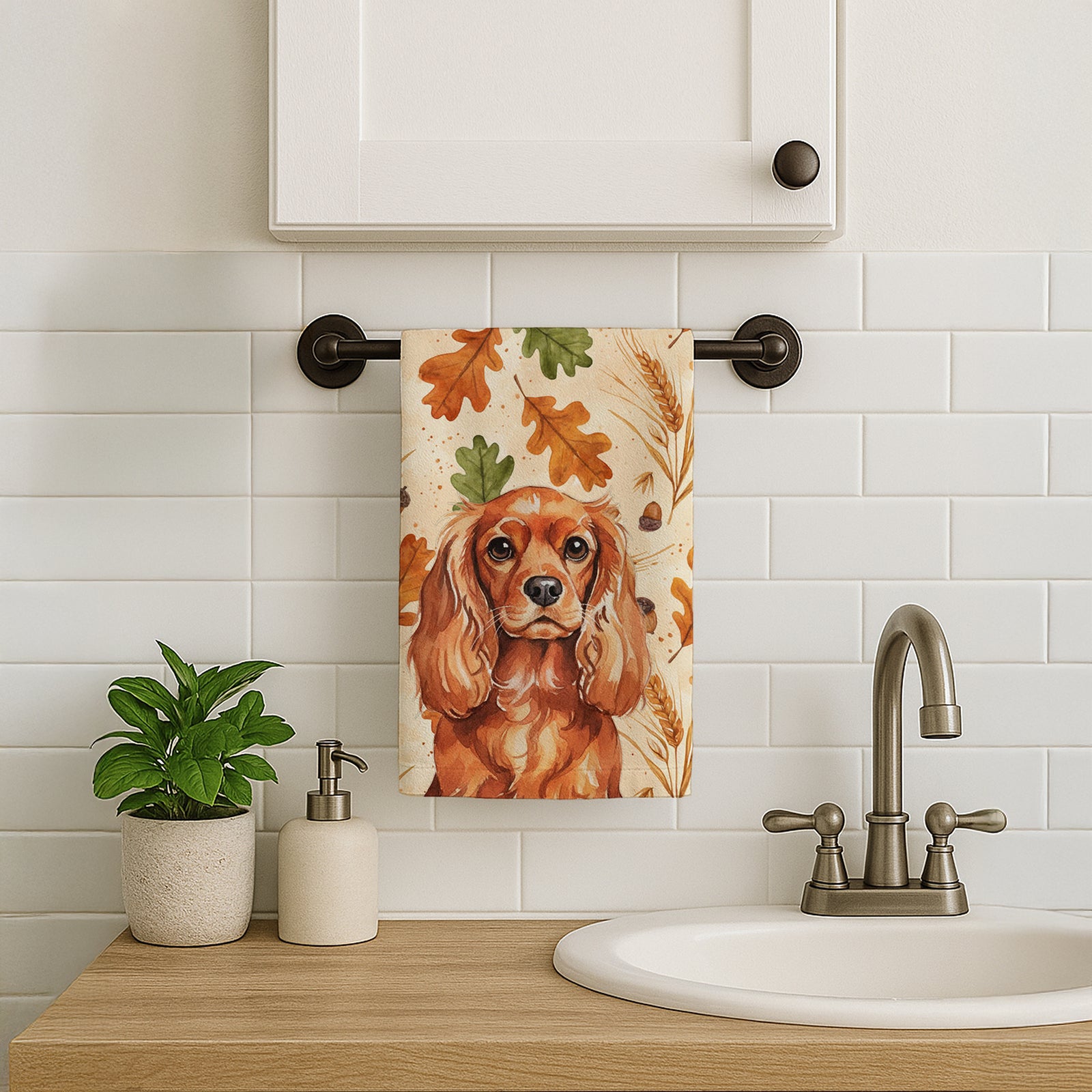 Caroline's Treasures Ruby English Toy Spaniel Heirloom Fall Kitchen Towel