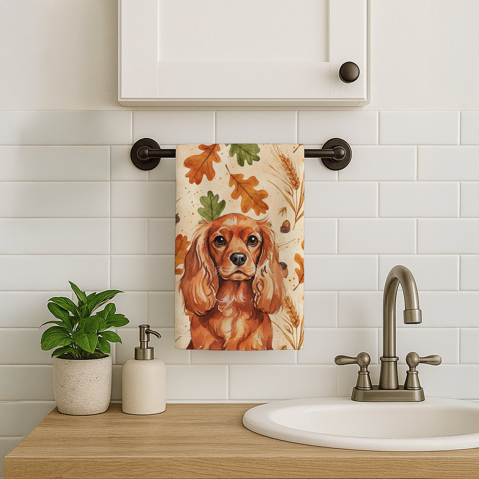 Caroline's Treasures Ruby English Toy Spaniel Heirloom Fall Kitchen Towel