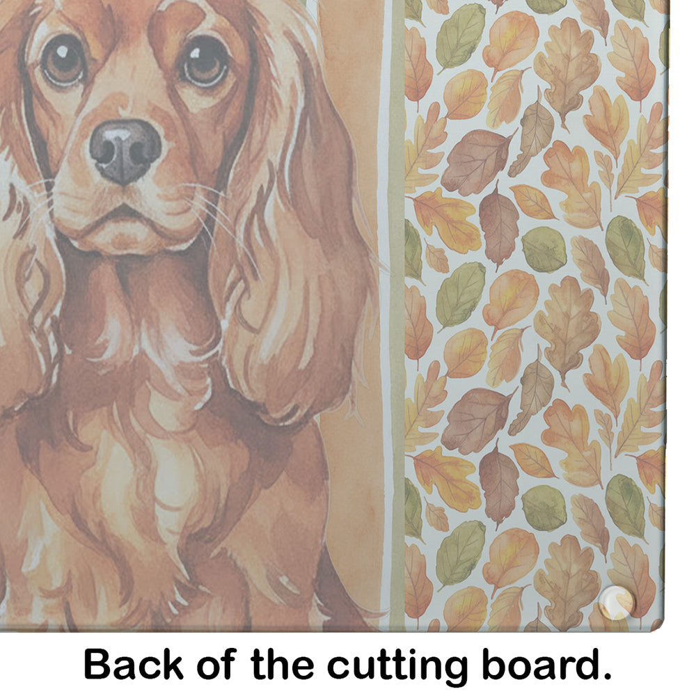 Caroline's Treasures Ruby English Toy Spaniel Heirloom Fall Glass Cutting Board